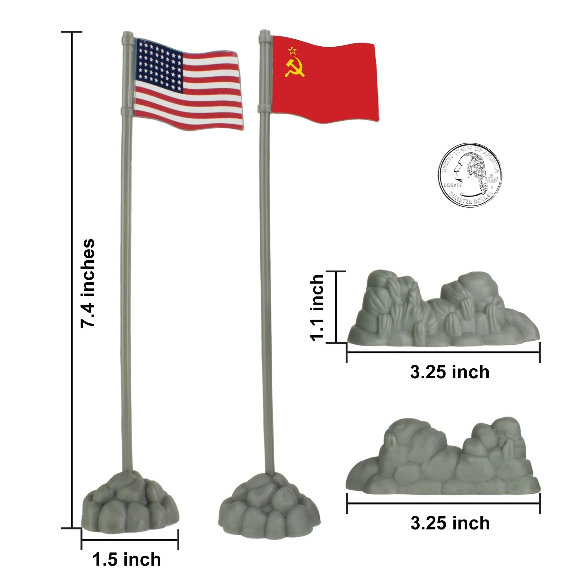 BMC WW2 Allies and Axis Plastic Army Men Flags 10pc Military Playset Accessories - Image 2