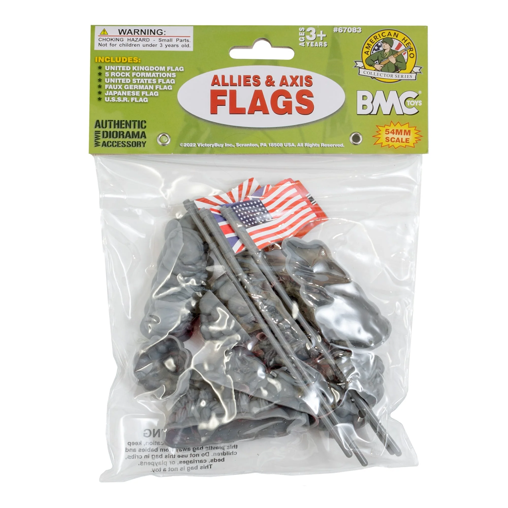 BMC WW2 Allies and Axis Plastic Army Men Flags 10pc Military Playset Accessories - Image 3