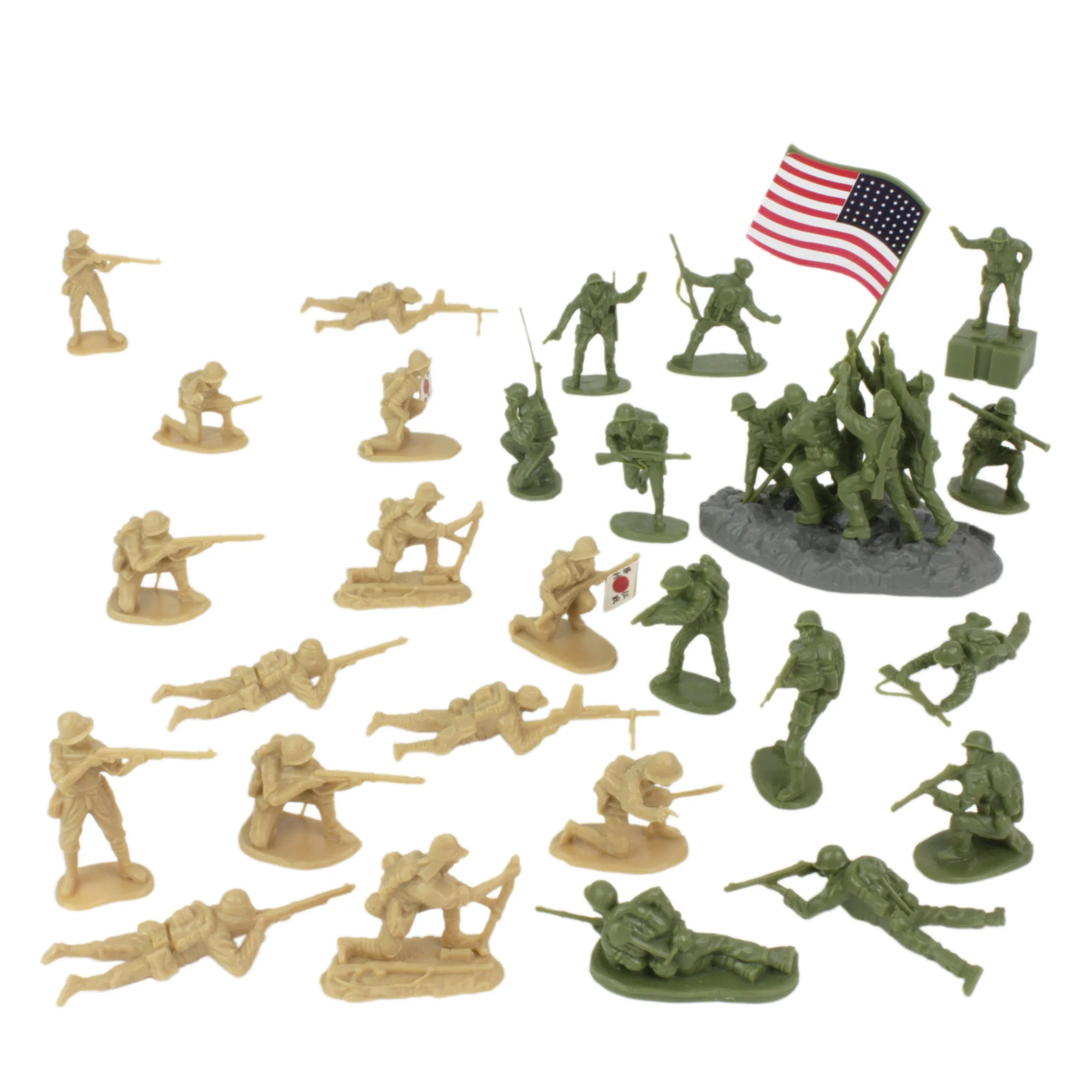 BMC WW2 Iwo Jima Plastic Army Men - 32 American and Japanese Soldier Figures - Image 5