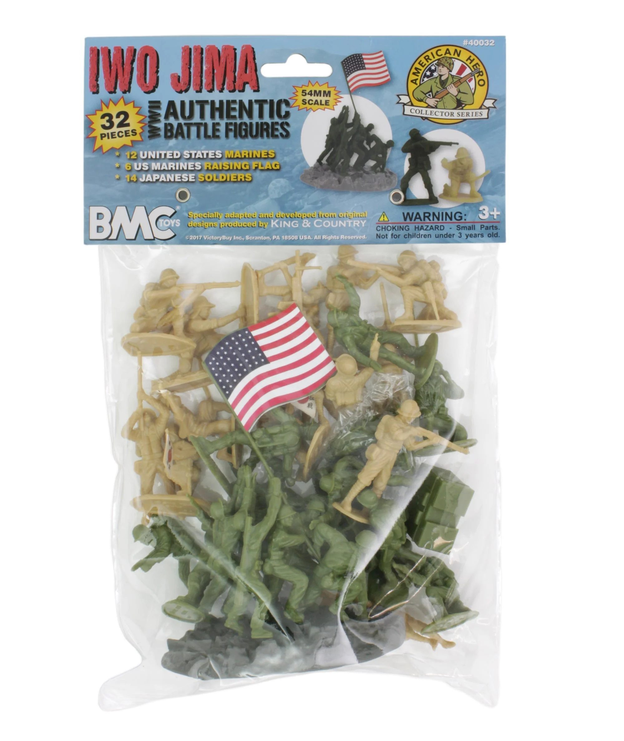 BMC WW2 Iwo Jima Plastic Army Men - 32 American and Japanese Soldier Figures - Image 8