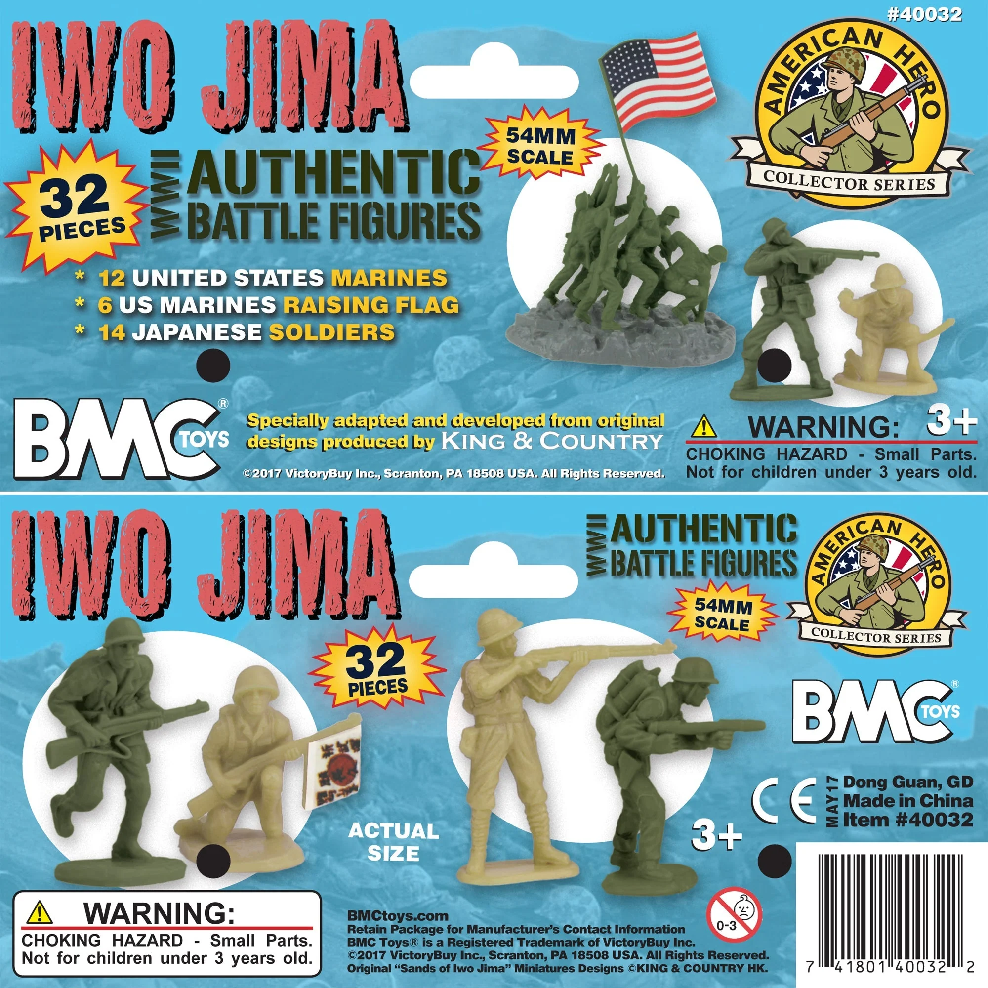 BMC WW2 Iwo Jima Plastic Army Men - 32 American and Japanese Soldier Figures - Image 9