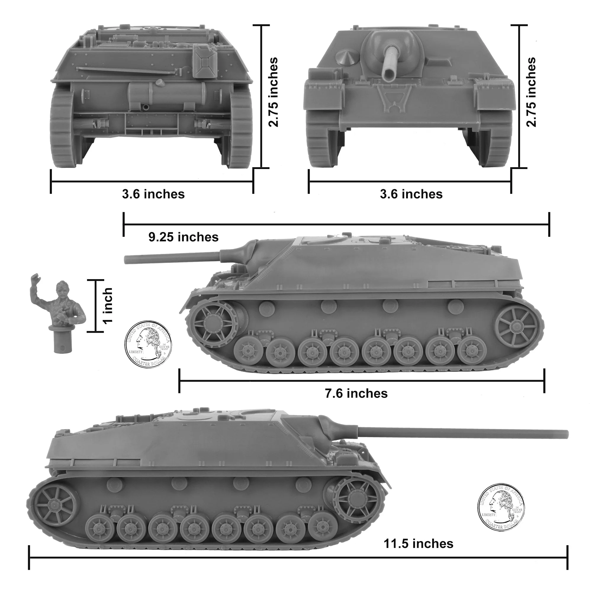 BMC WW2 German Jagdpanzer IV Tank Destroyer - Gray 1:32 Plastic Army Men Vehicle - Image 2