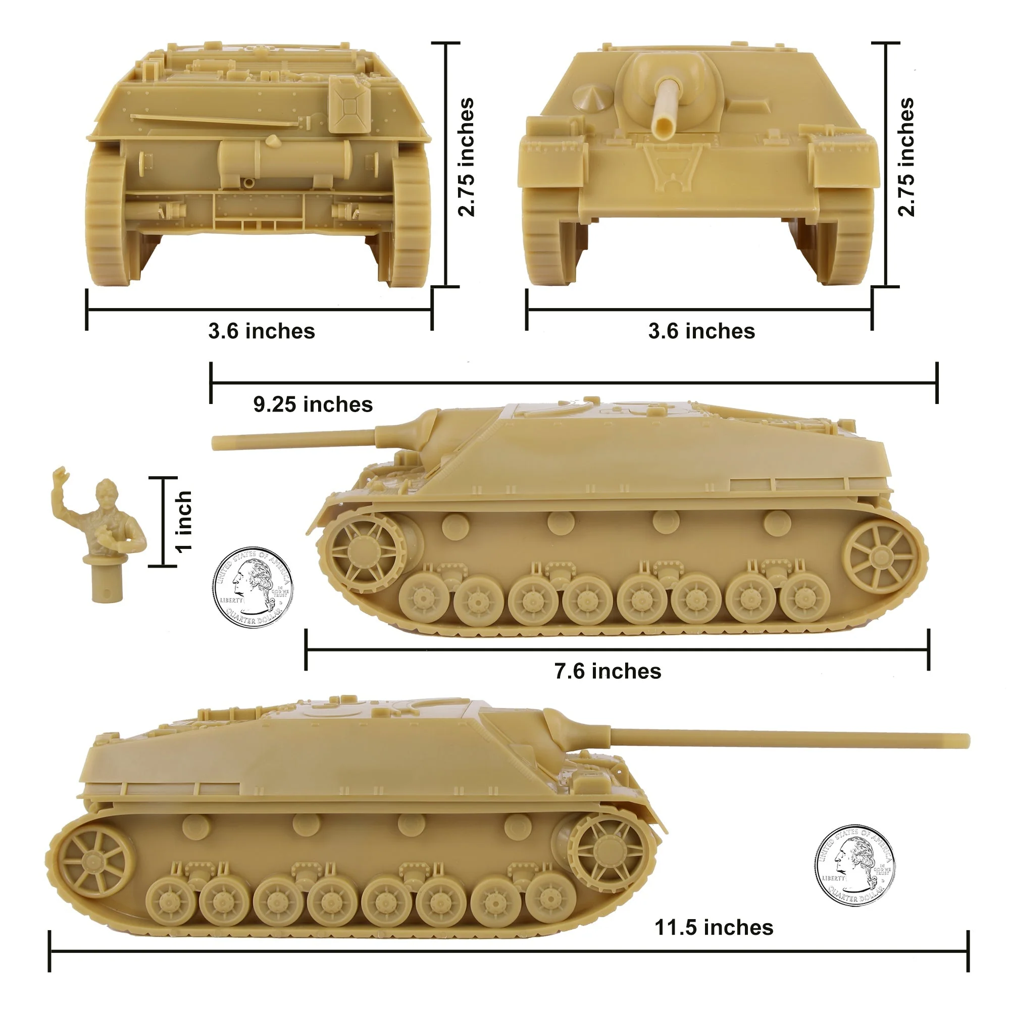BMC WW2 German Jagdpanzer IV Tank Destroyer - Tan 1:32 Plastic Army Men Vehicle - Image 2