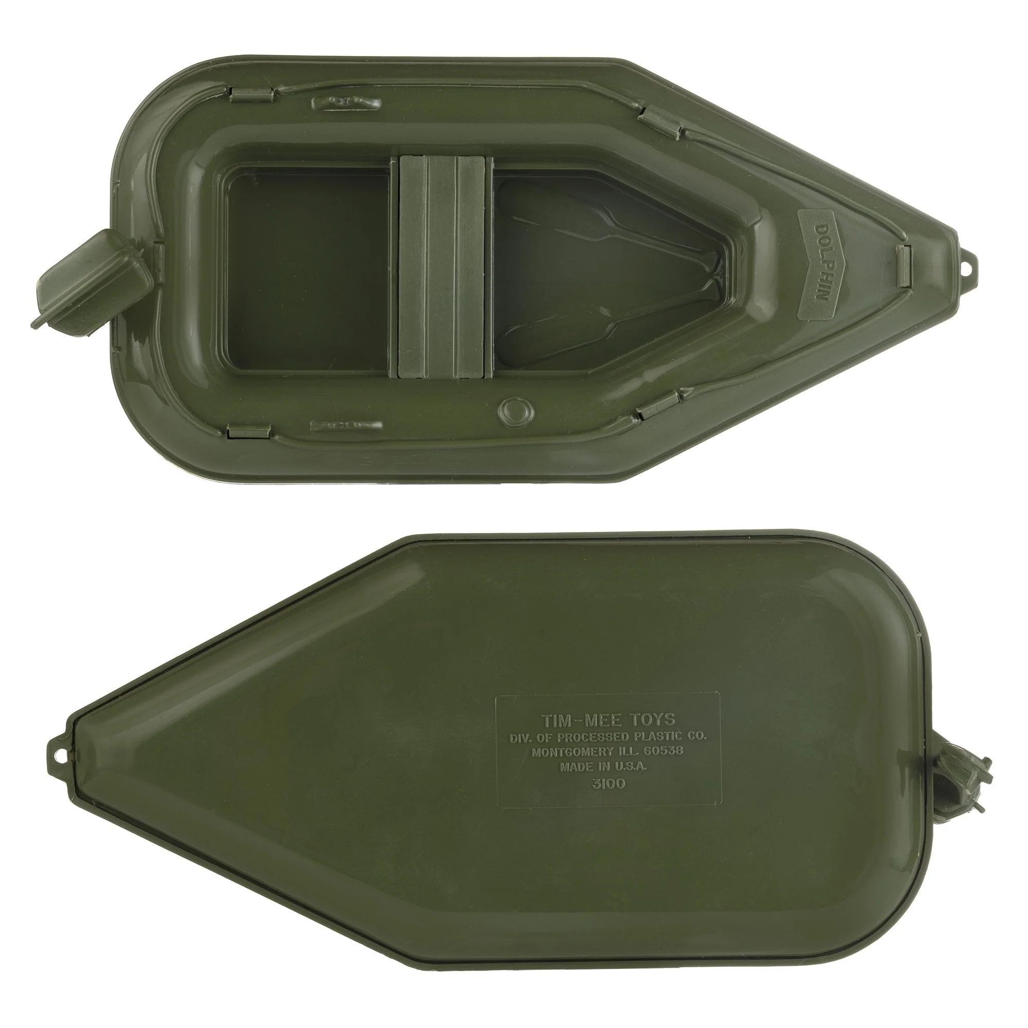 TimMee Toy Plastic Raft & Boats - 3 Olive Green Army Men Ships - Made in USA - Image 3