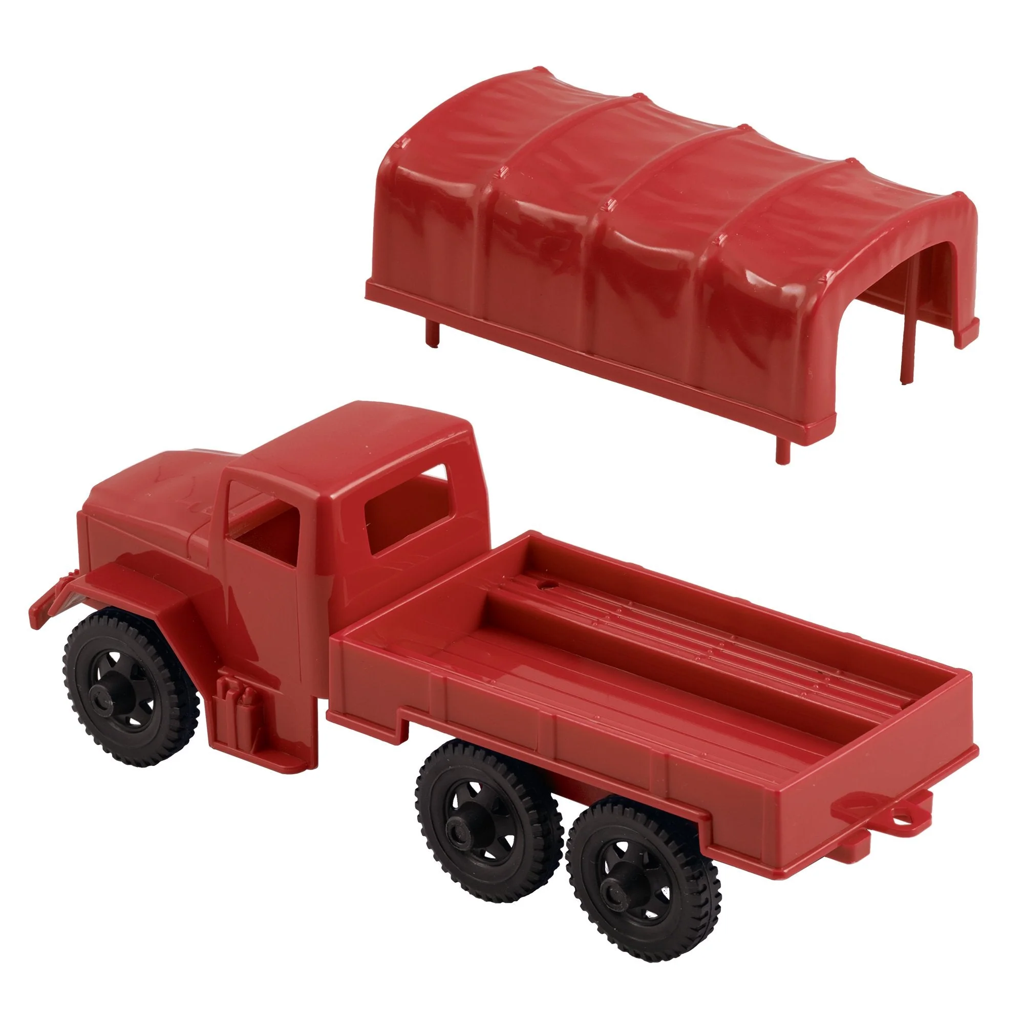 TimMee Plastic Army Men Trucks - Red M34 Deuce and a Half Cargo Vehicles US Made - Image 3