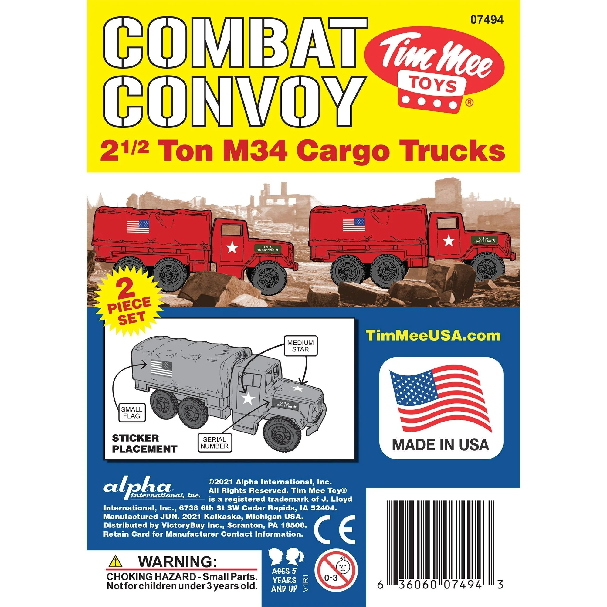 TimMee Plastic Army Men Trucks - Red M34 Deuce and a Half Cargo Vehicles US Made - Image 4