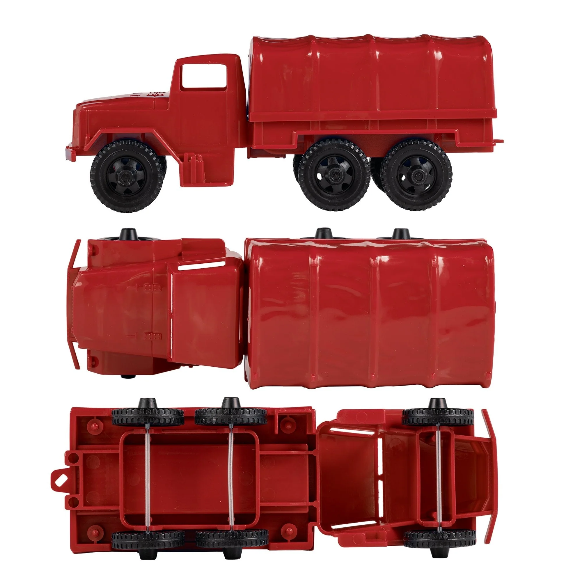 TimMee Plastic Army Men Trucks - Red M34 Deuce and a Half Cargo Vehicles US Made - Image 5