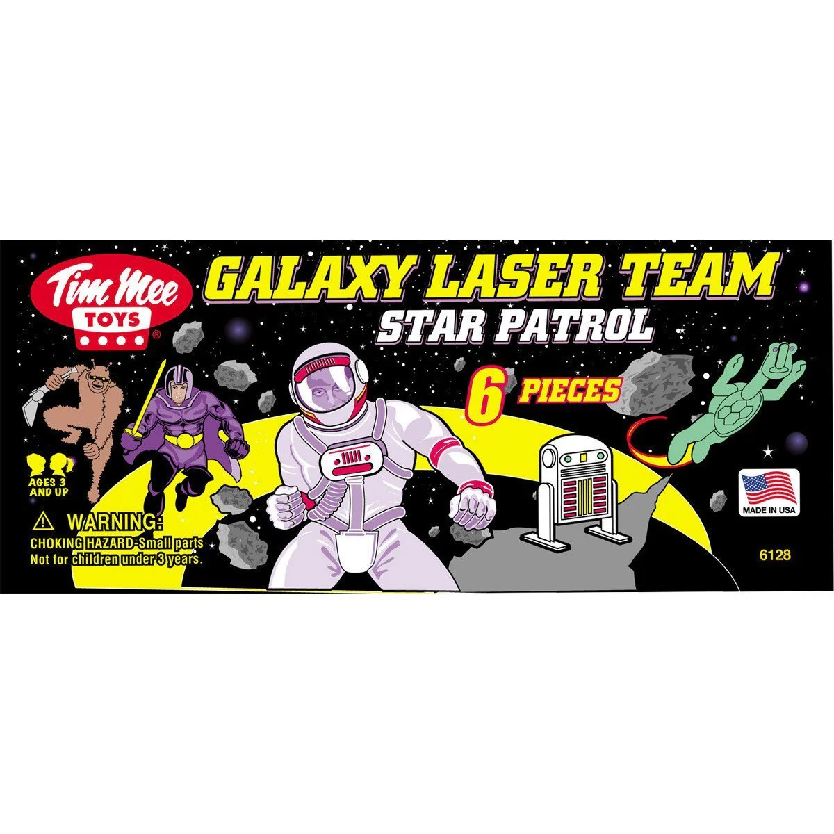 TimMee Galaxy Laser Team Big Space Figures - Bright Green 6pc Set Made in USA - Image 4