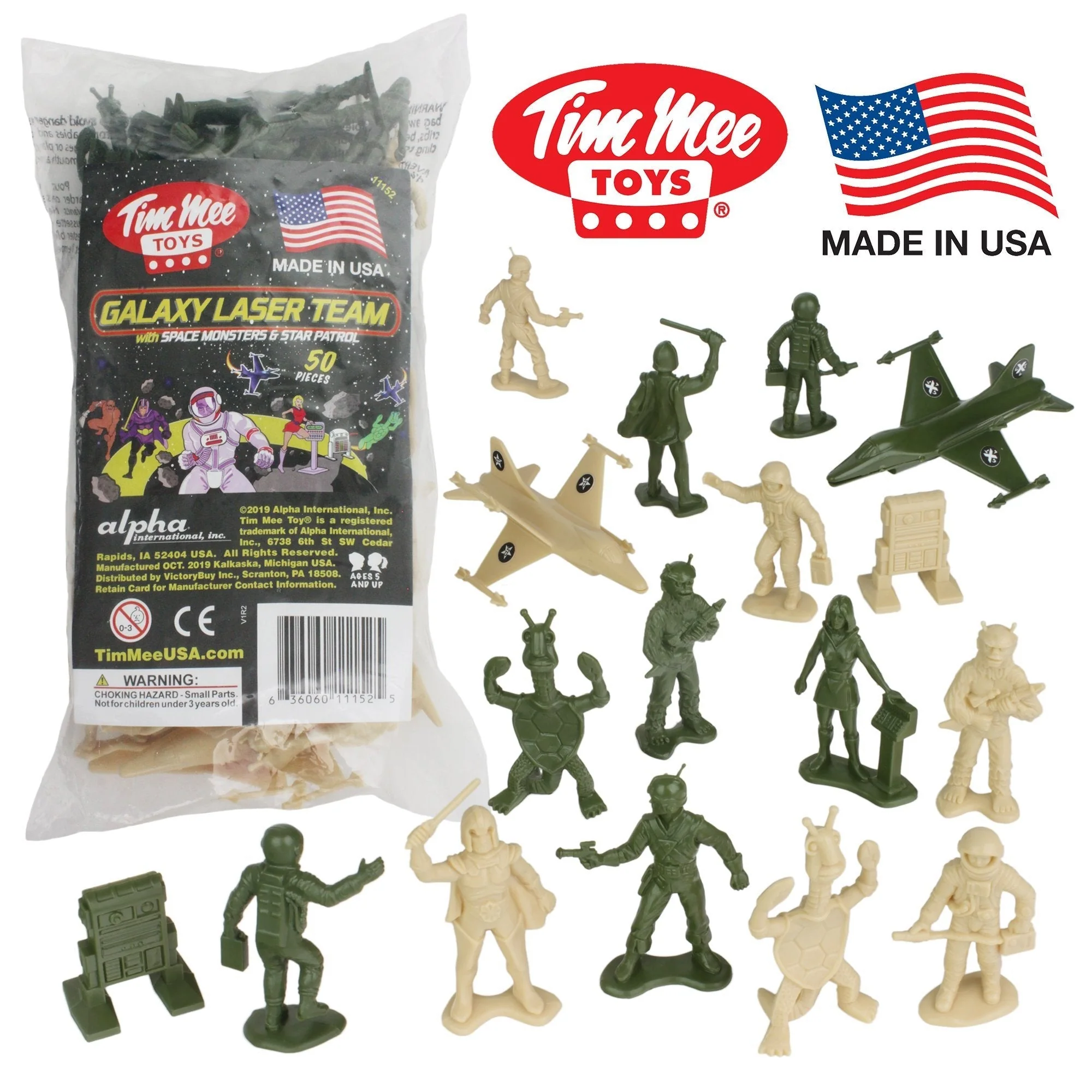 TimMee Galaxy Laser Team Space Figures - Tan vs Olive Green 50pc Set Made in USA - Image 8