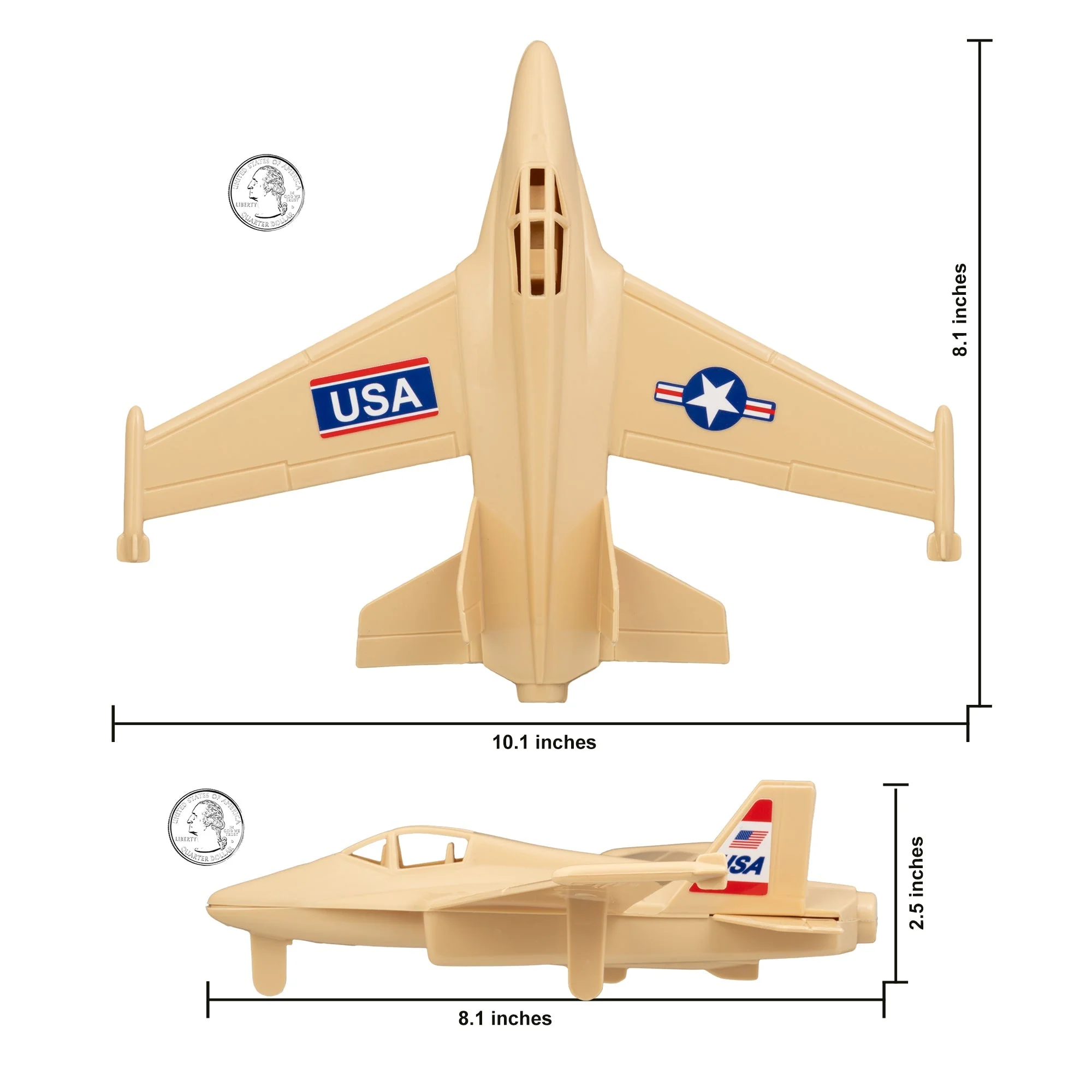 TimMee Prop Plane and Fighter Jet - 2pc Tan Plastic Army Men Air Support US Made - Image 5