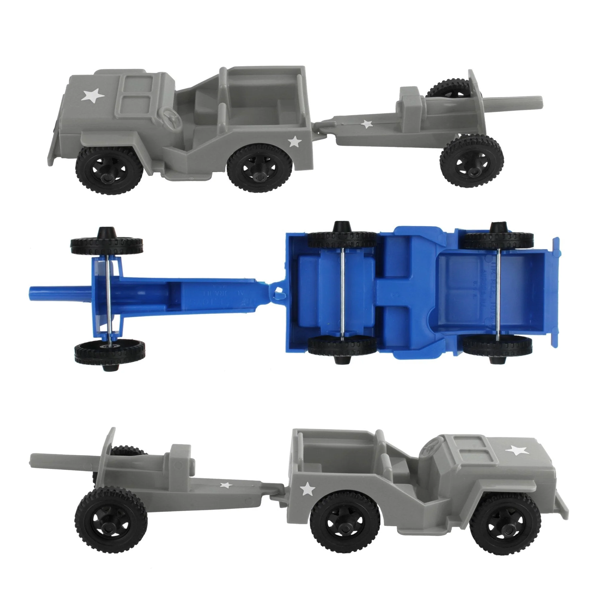 TimMee Combat Patrol Willys & Artillery - Blue & Gray 4pc Playset USA Made - Image 4
