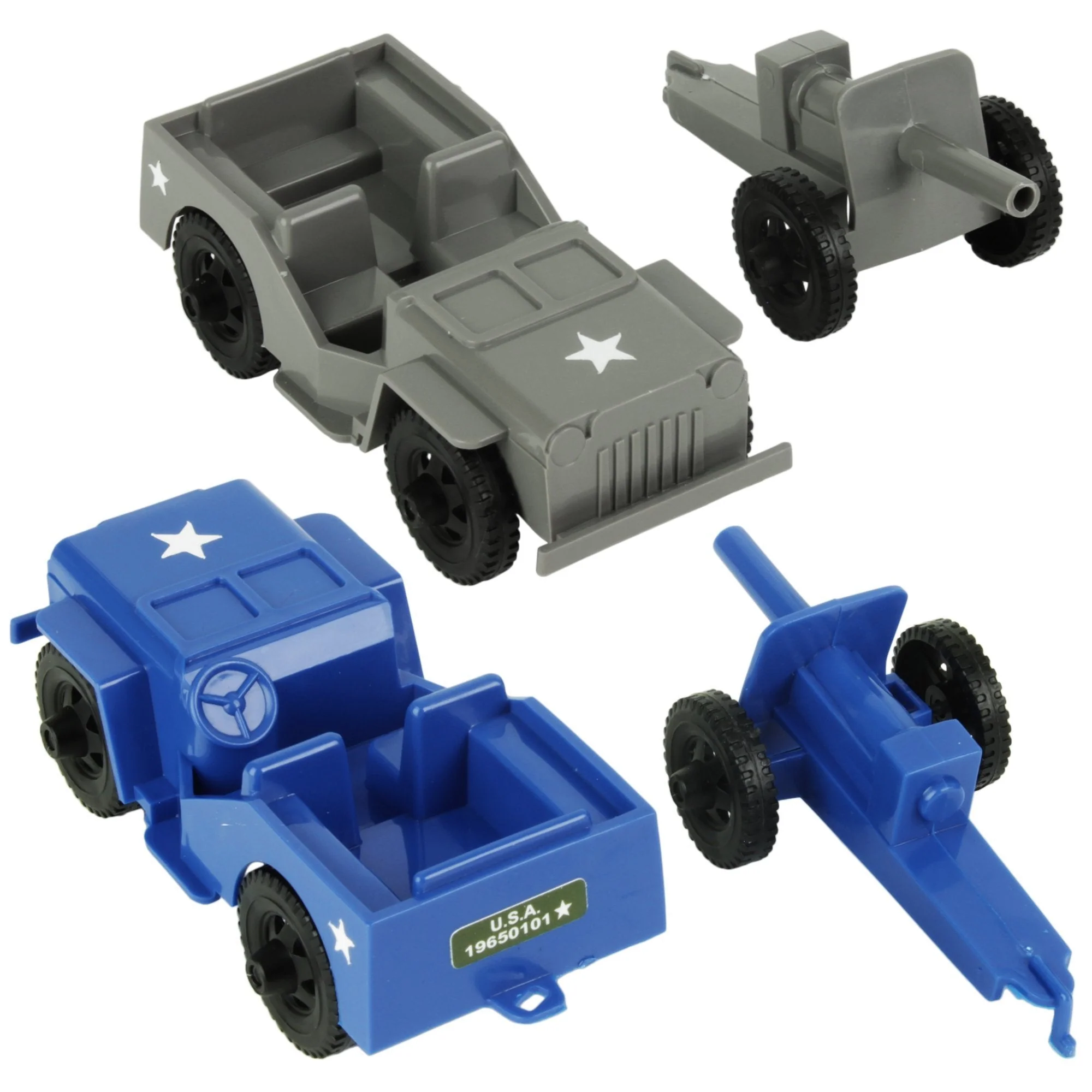TimMee Combat Patrol Willys & Artillery - Blue & Gray 4pc Playset USA Made - Image 5