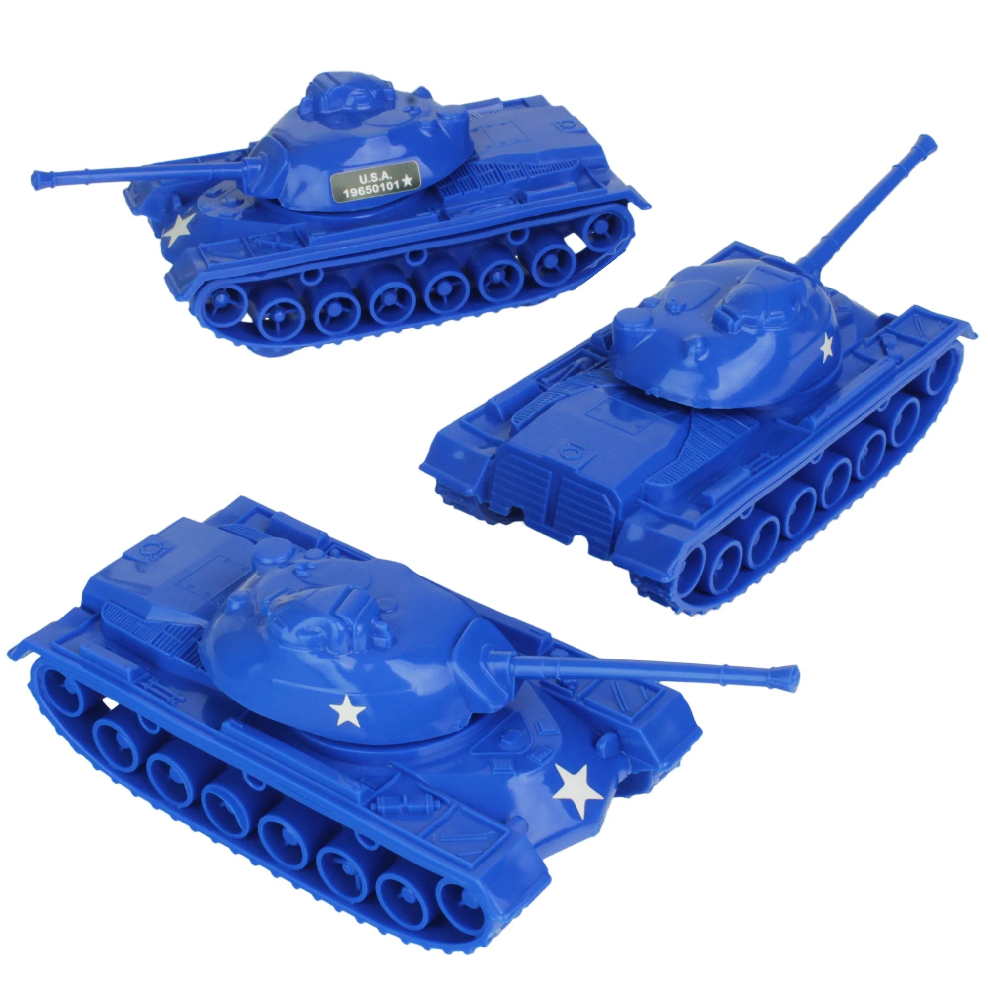 TimMee Toy Tanks for Plastic Army Men- Blue WW2 3pc - Made in USA