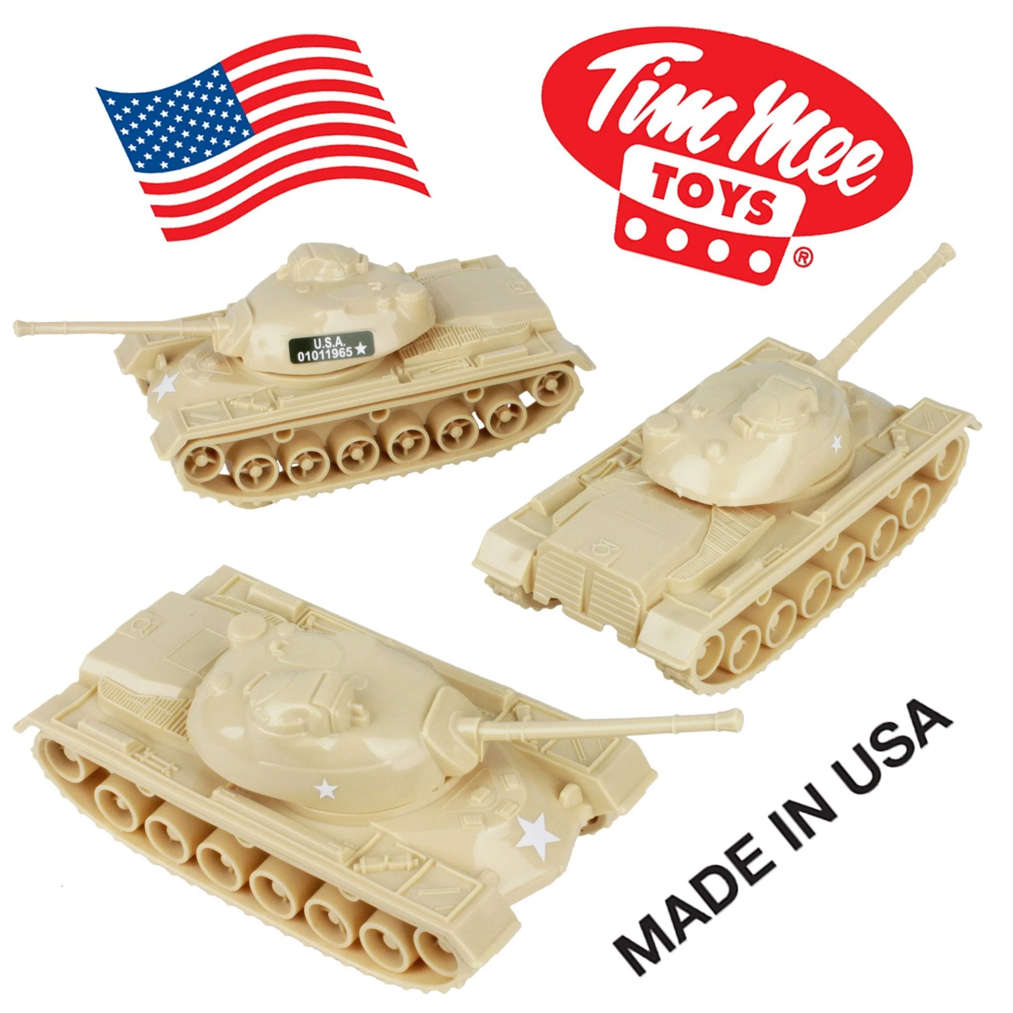 TimMee Toy Tanks for Plastic Army Men - Desert Tan WW2 3pc - Made in USA - Image 7