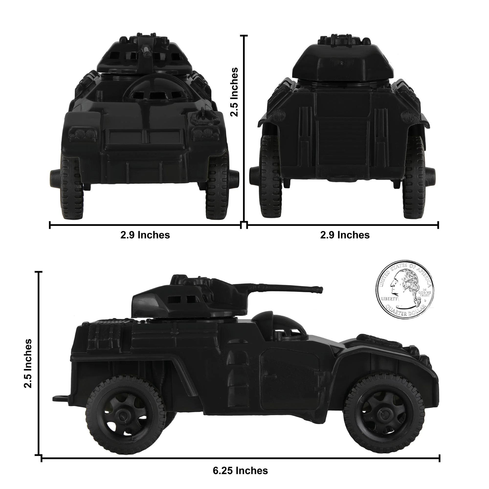 TimMee Recon Patrol Armored Cars - Black Plastic Army Men Scout Vehicles - Image 2