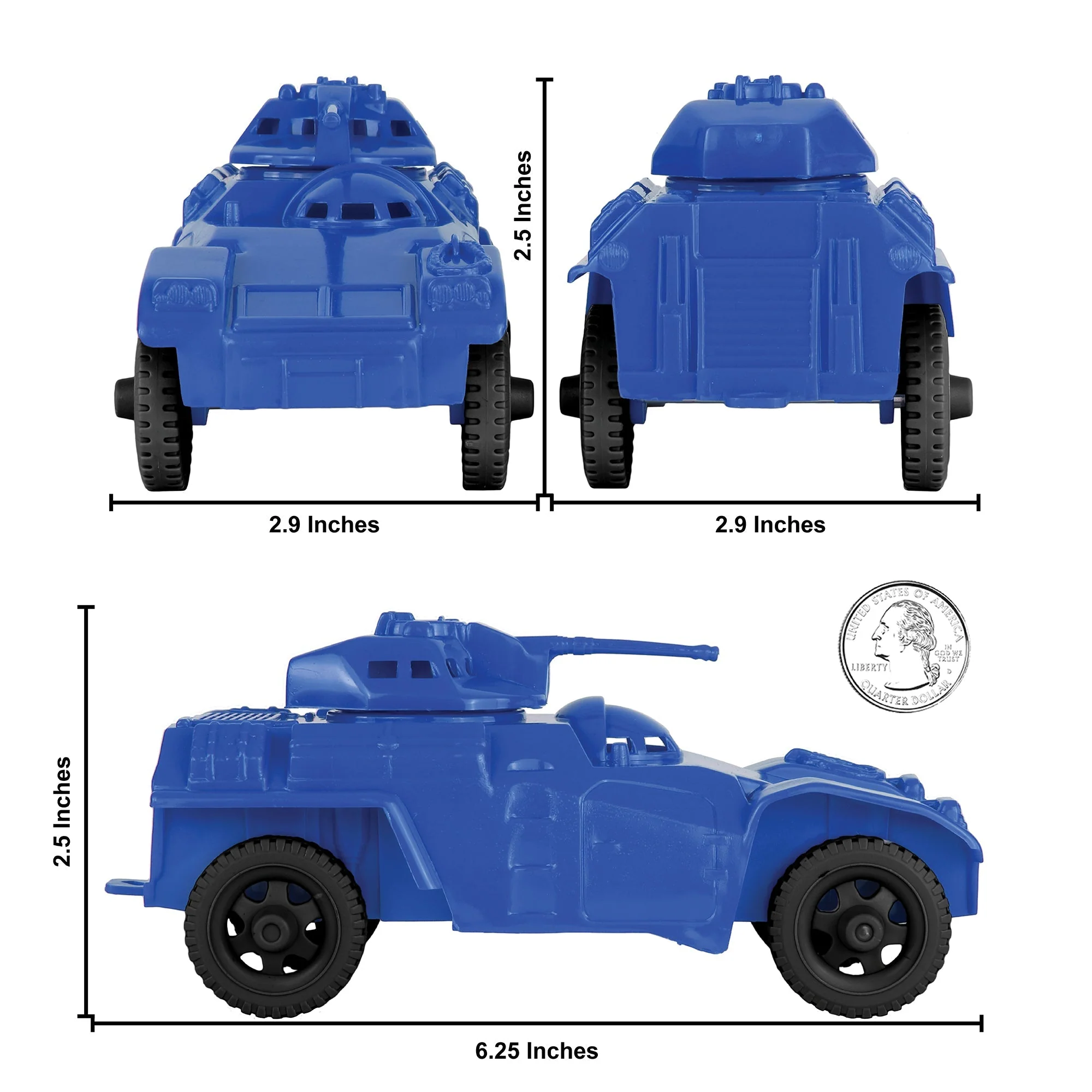 TimMee Recon Patrol Armored Cars - Blue Plastic Army Men Scout Vehicles - Image 2
