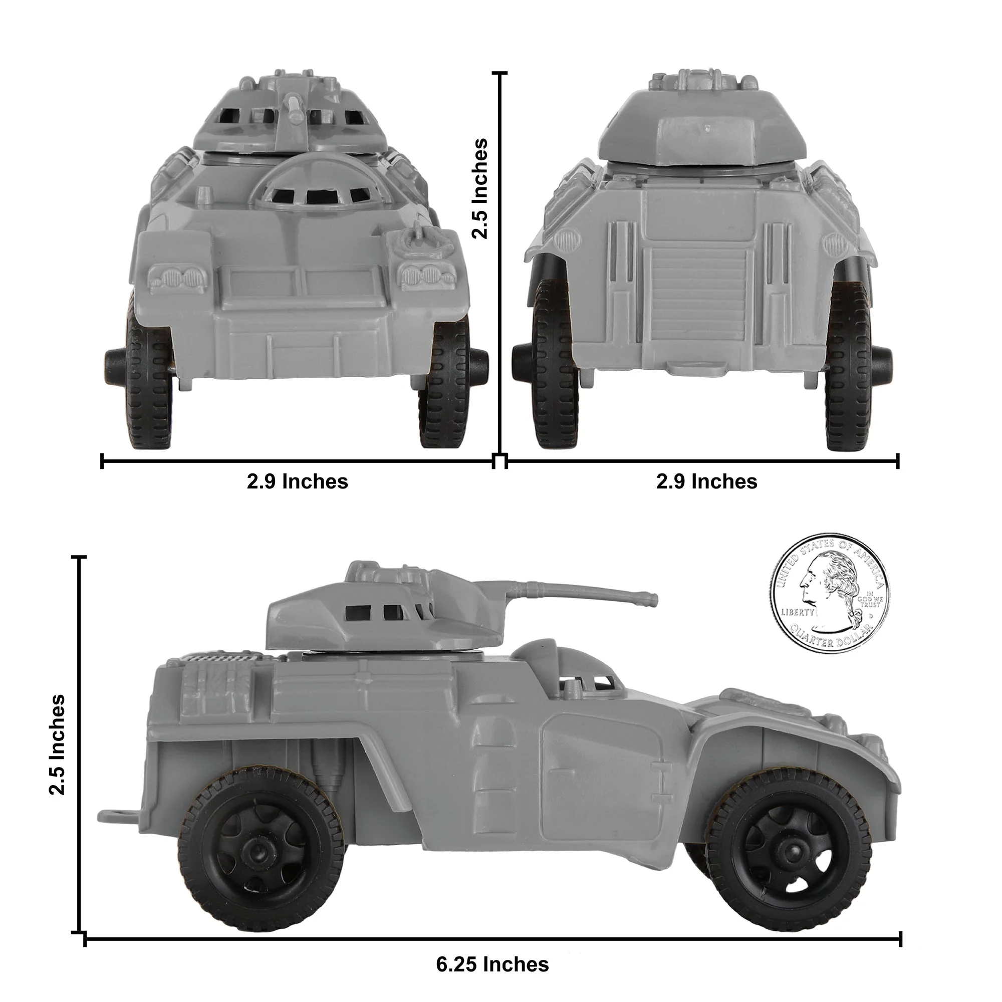 TimMee Recon Patrol Armored Cars - Gray Plastic Army Men Scout Vehicles - Image 2