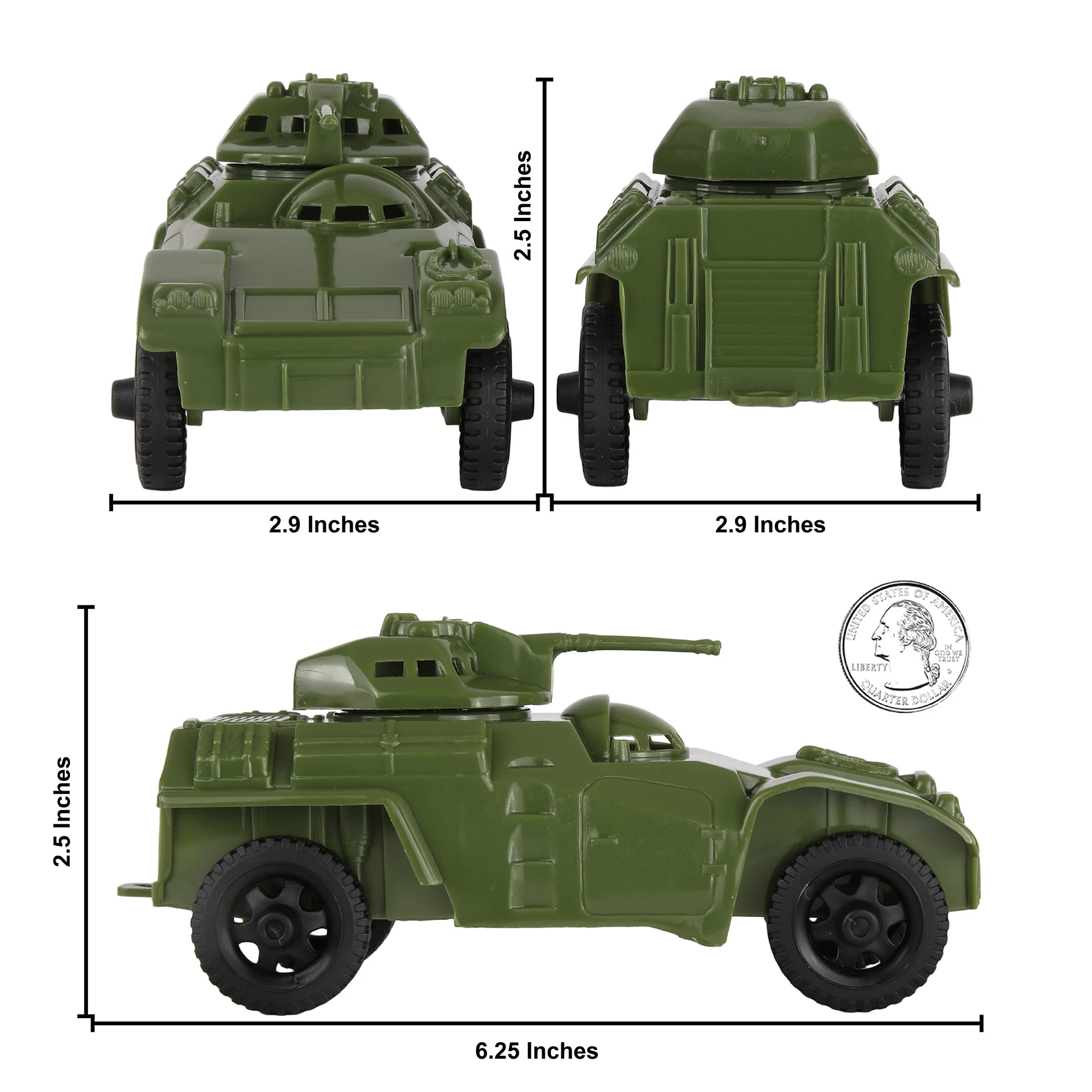 TimMee Recon Patrol Armored Cars - OD Green Plastic Army Men Scout Vehicles - Image 2