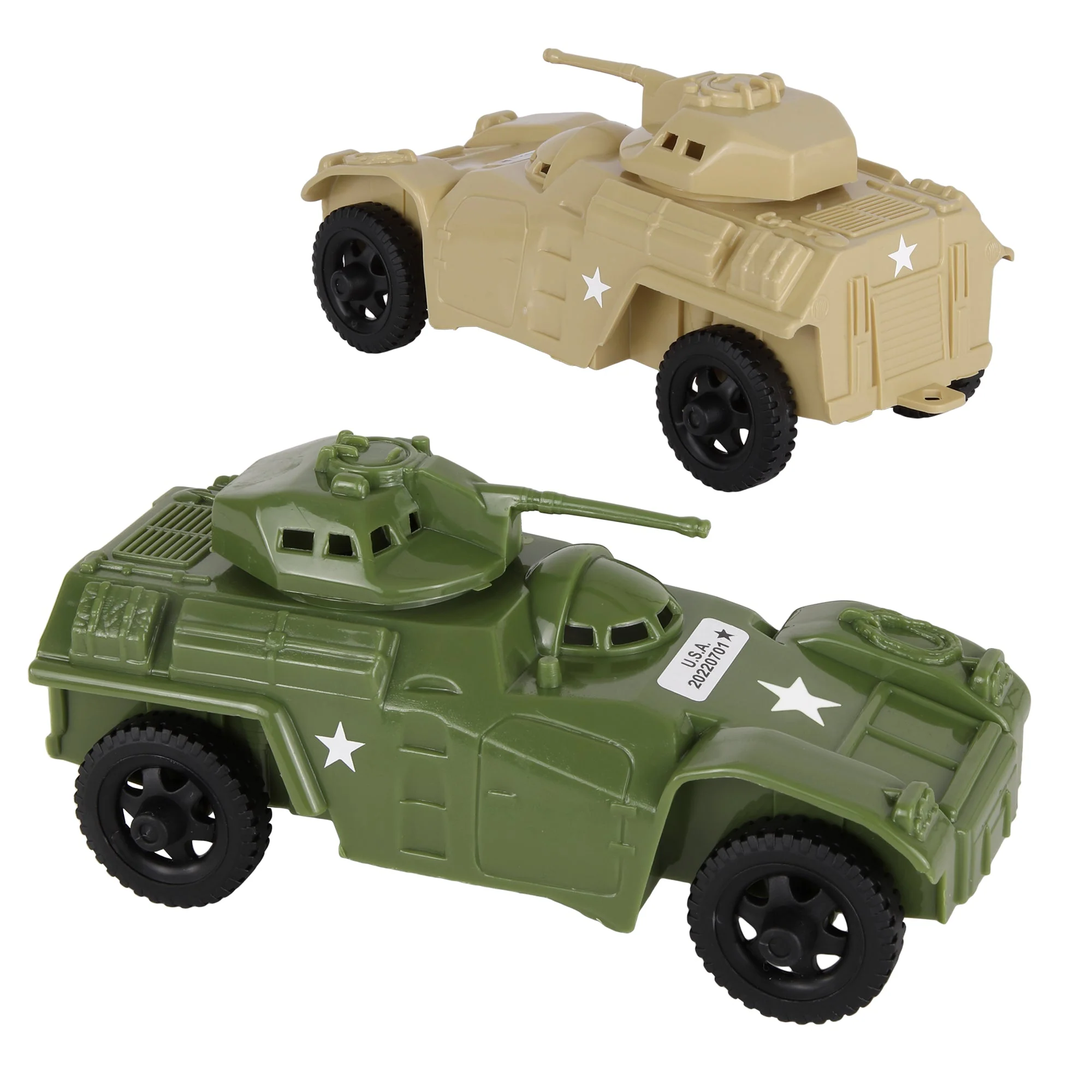 TimMee Recon Patrol Armored Cars OD Green & Tan Plastic Army Men Scout Vehicles