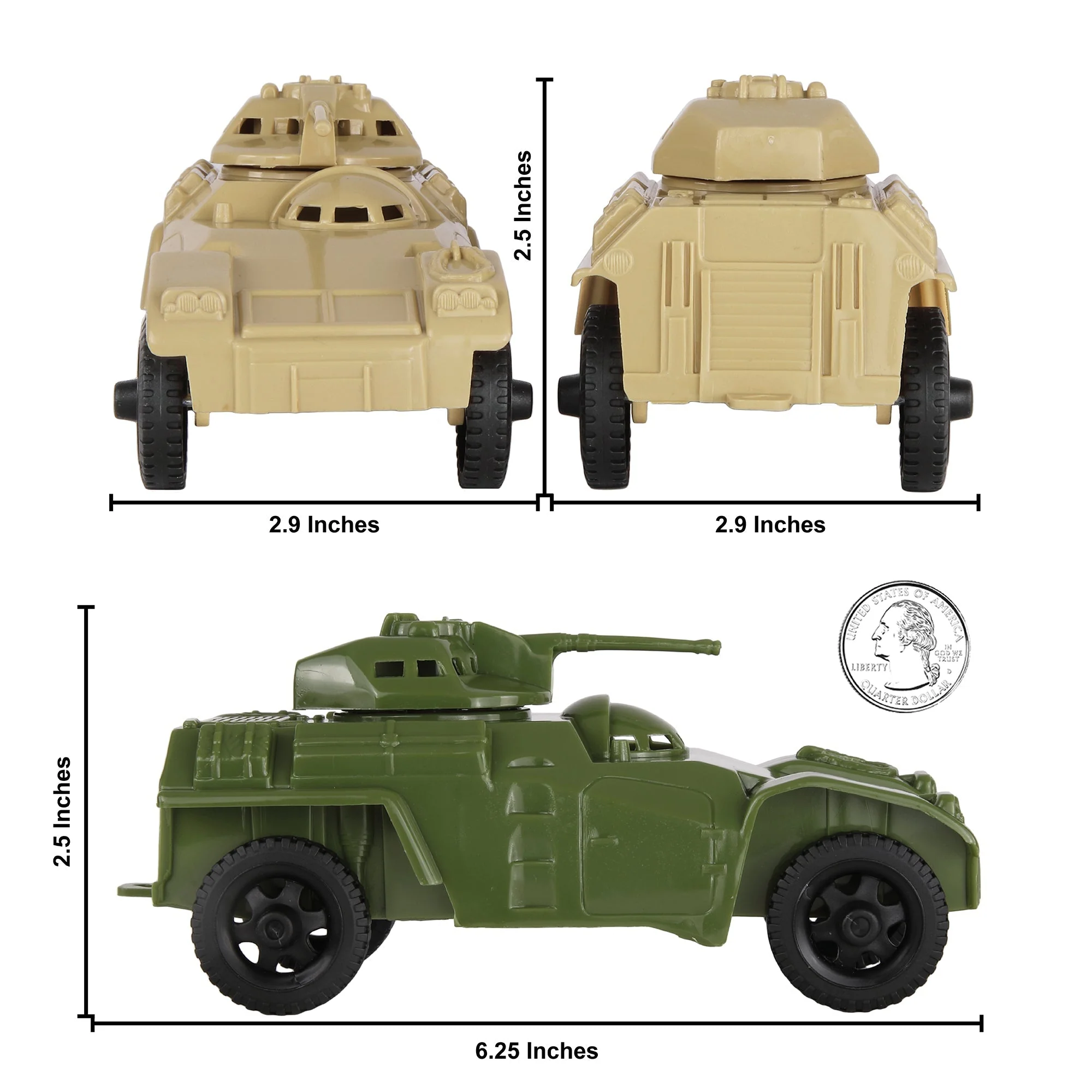 TimMee Recon Patrol Armored Cars OD Green & Tan Plastic Army Men Scout Vehicles - Image 2