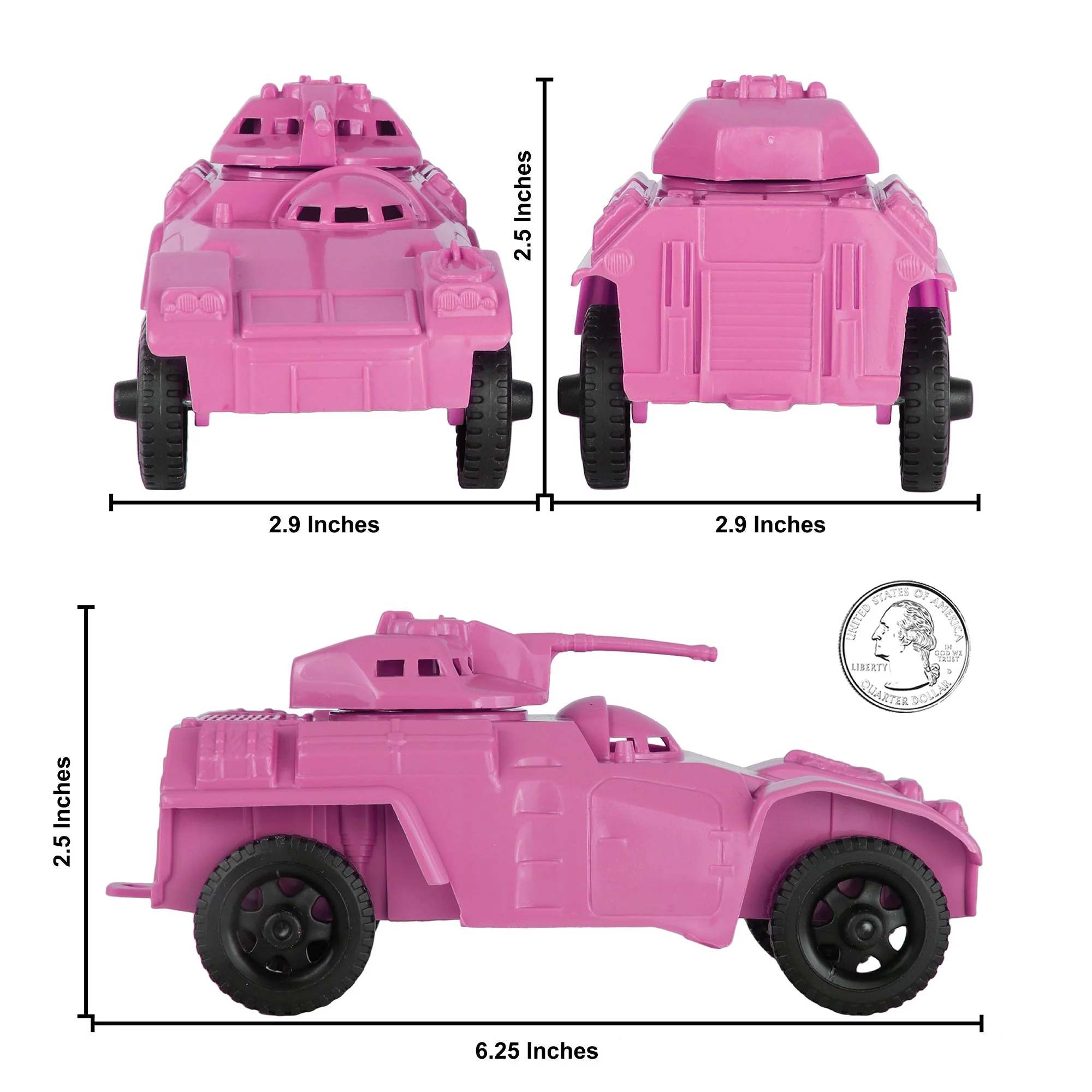 TimMee Recon Patrol Armored Cars - Pink Plastic Army Men Scout Vehicles - Image 2