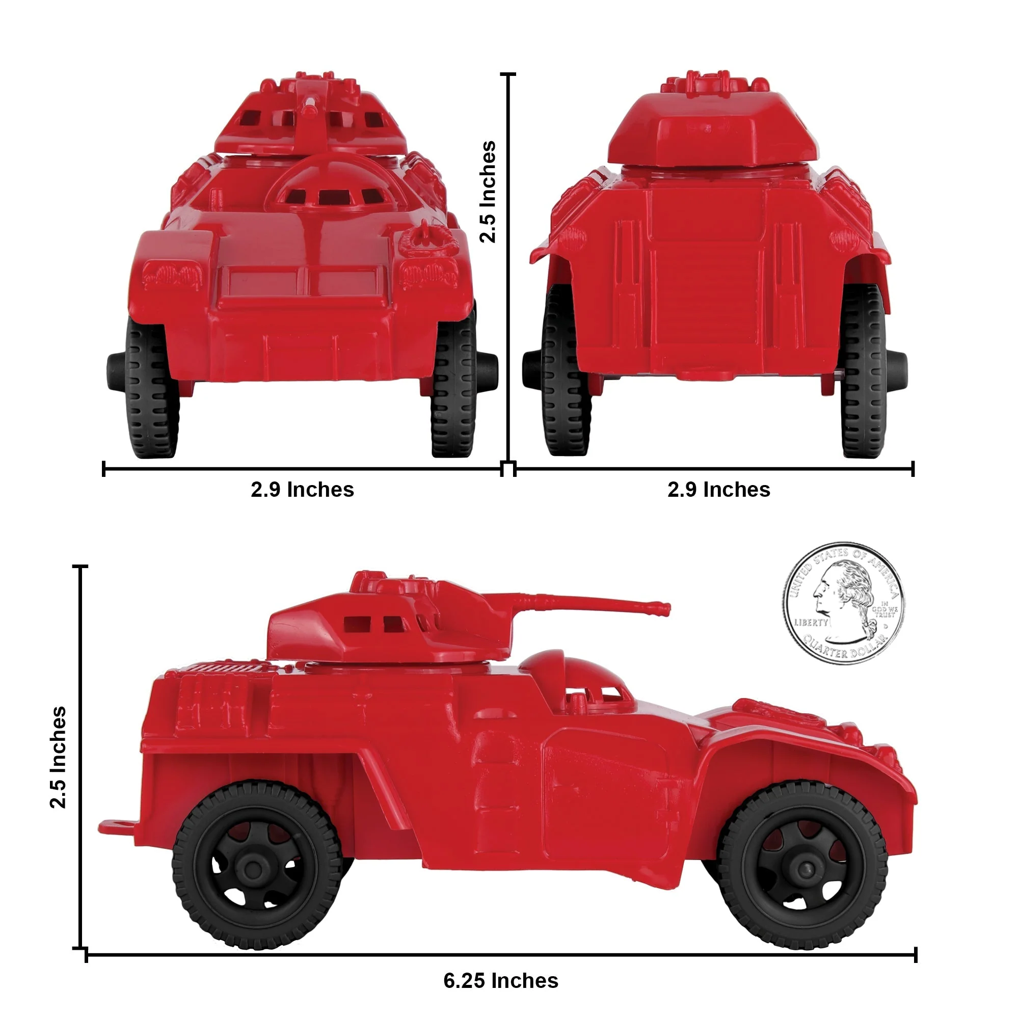 TimMee Recon Patrol Armored Cars - Red Plastic Army Men Scout Vehicles - Image 3