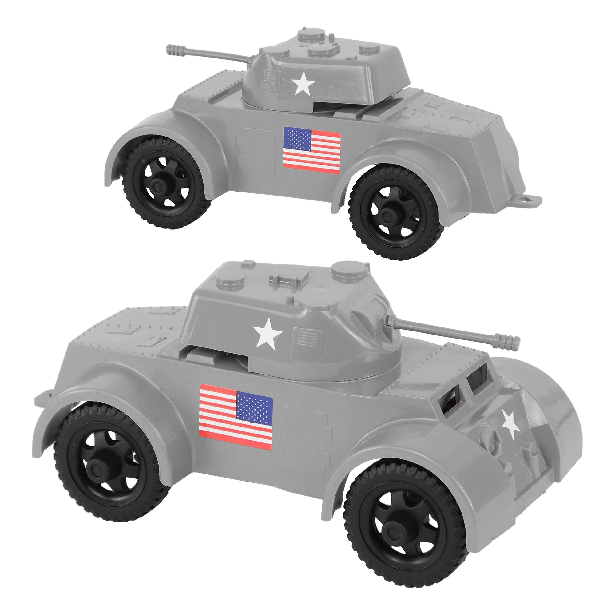 TimMee Staghound Armored Cars - Gray Plastic Army Men Scout Vehicles