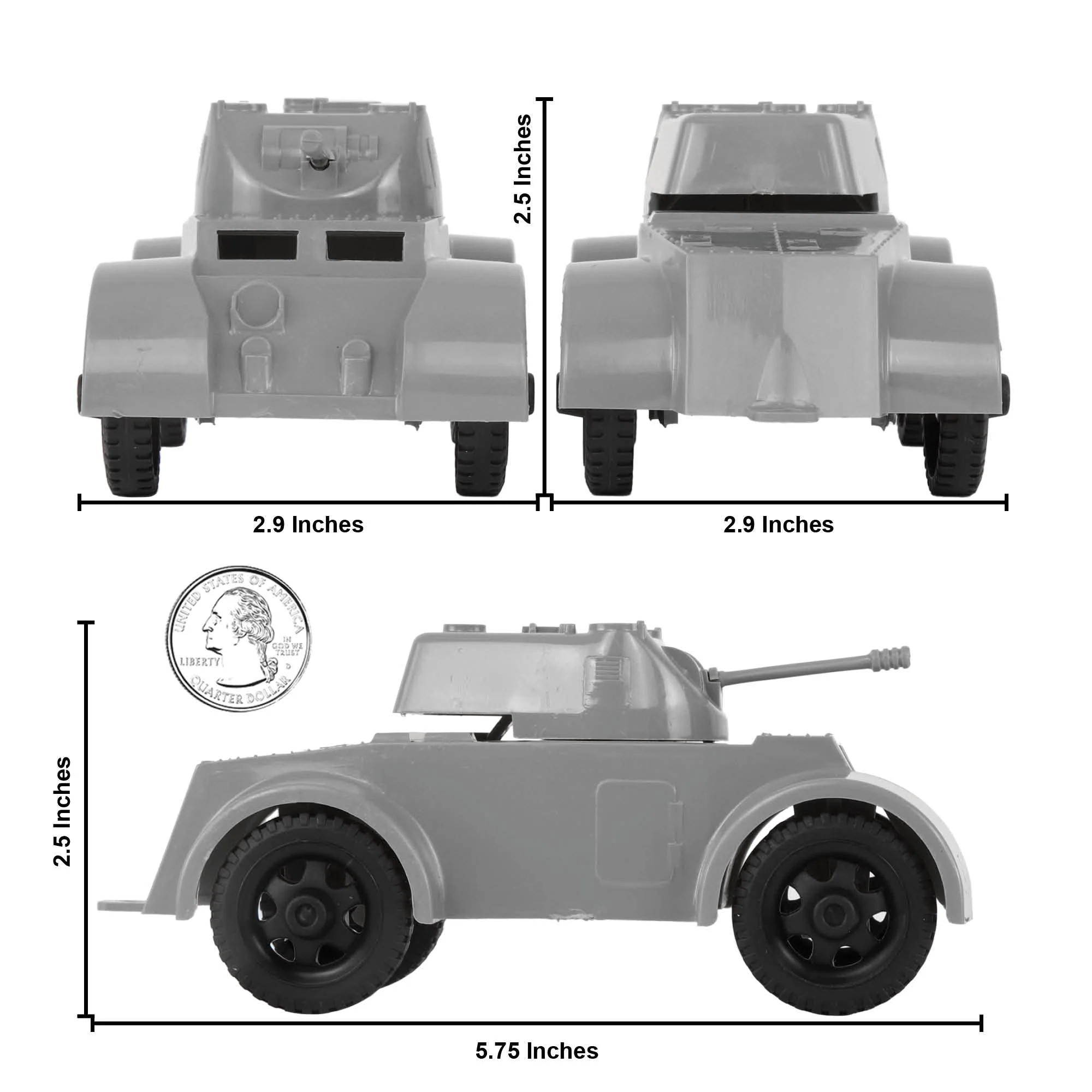 TimMee Staghound Armored Cars - Gray Plastic Army Men Scout Vehicles - Image 2