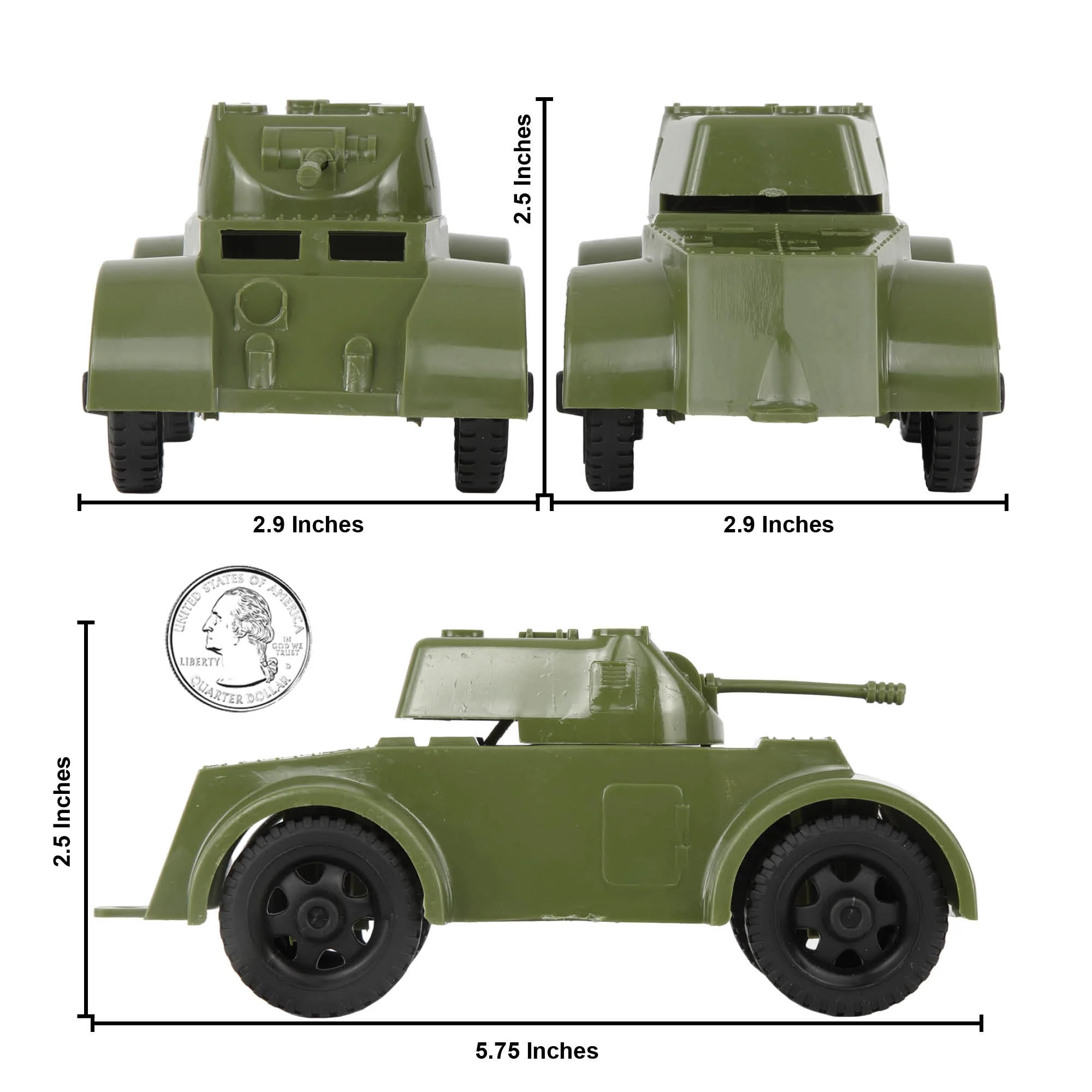 TimMee Staghound Armored Cars - OD Green Plastic Army Men Scout Vehicles - Image 2