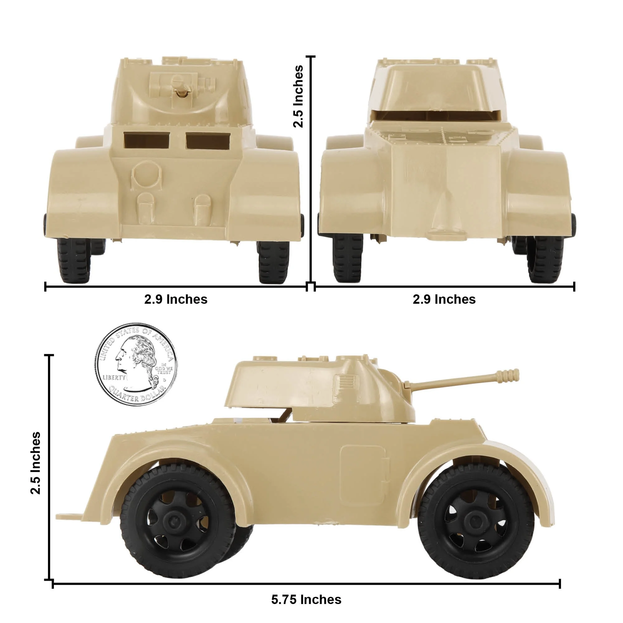 TimMee Staghound Armored Cars - Tan Plastic Army Men Scout Vehicles - Image 2