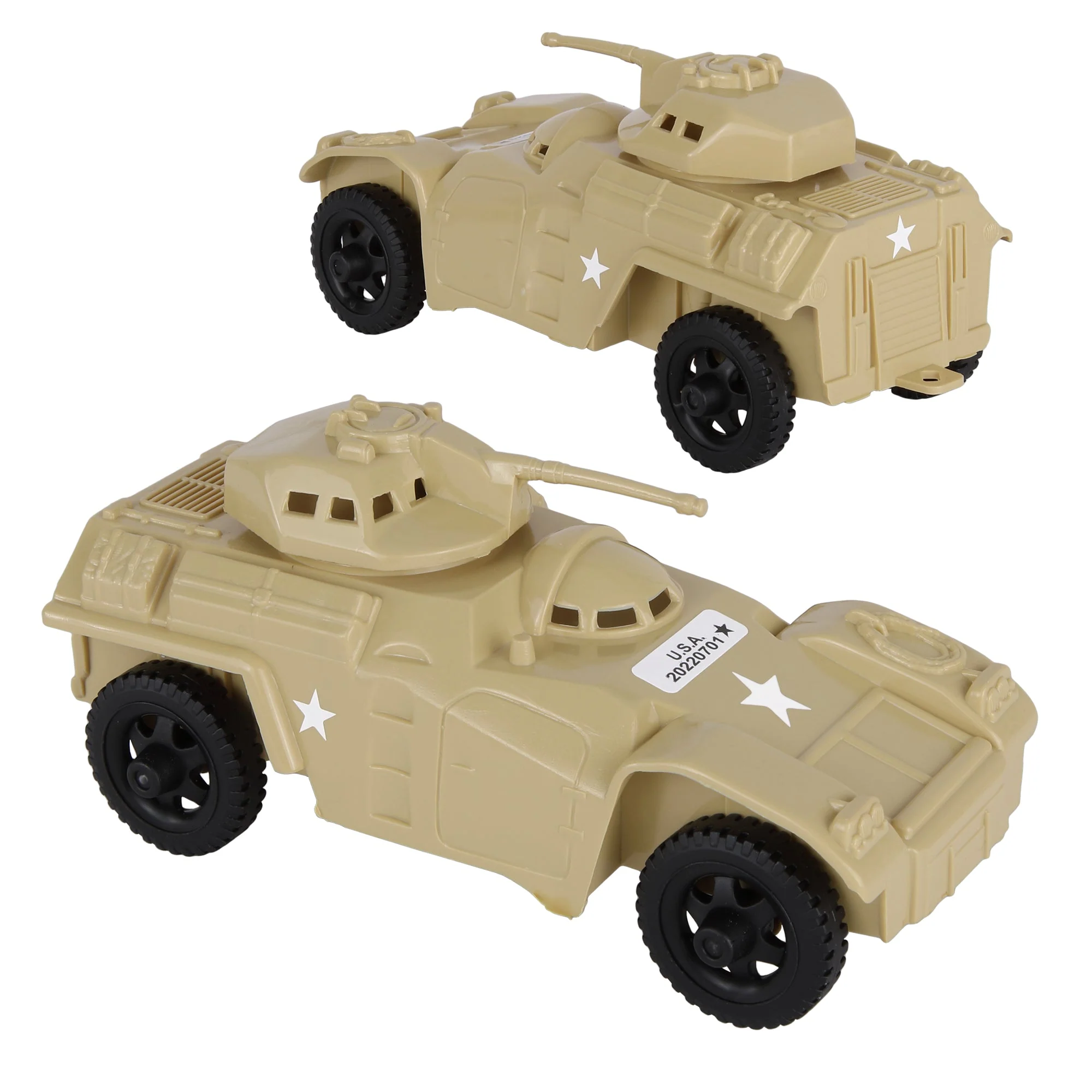 TimMee Recon Patrol Armored Cars - Tan Plastic Army Men Scout Vehicles