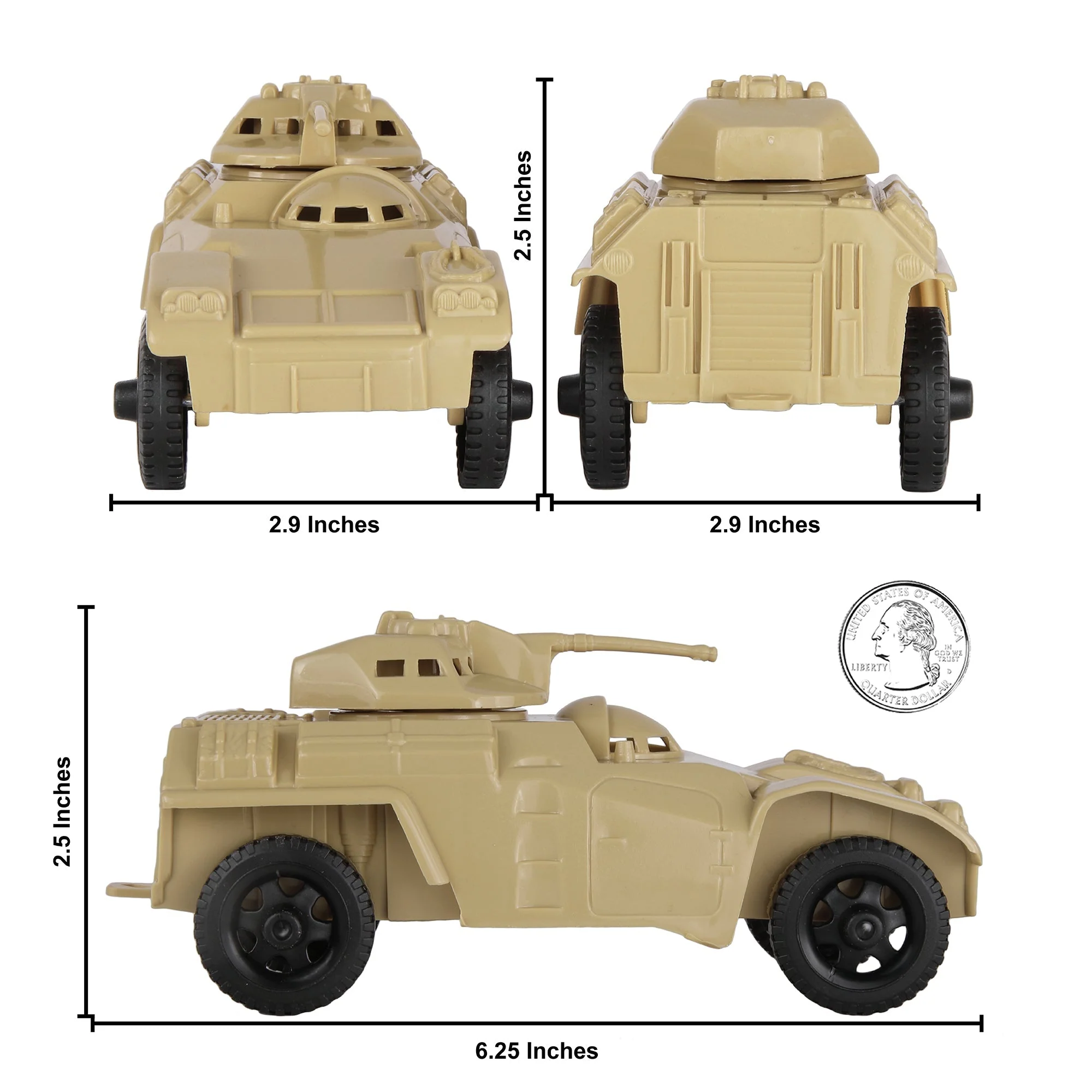 TimMee Recon Patrol Armored Cars - Tan Plastic Army Men Scout Vehicles - Image 2