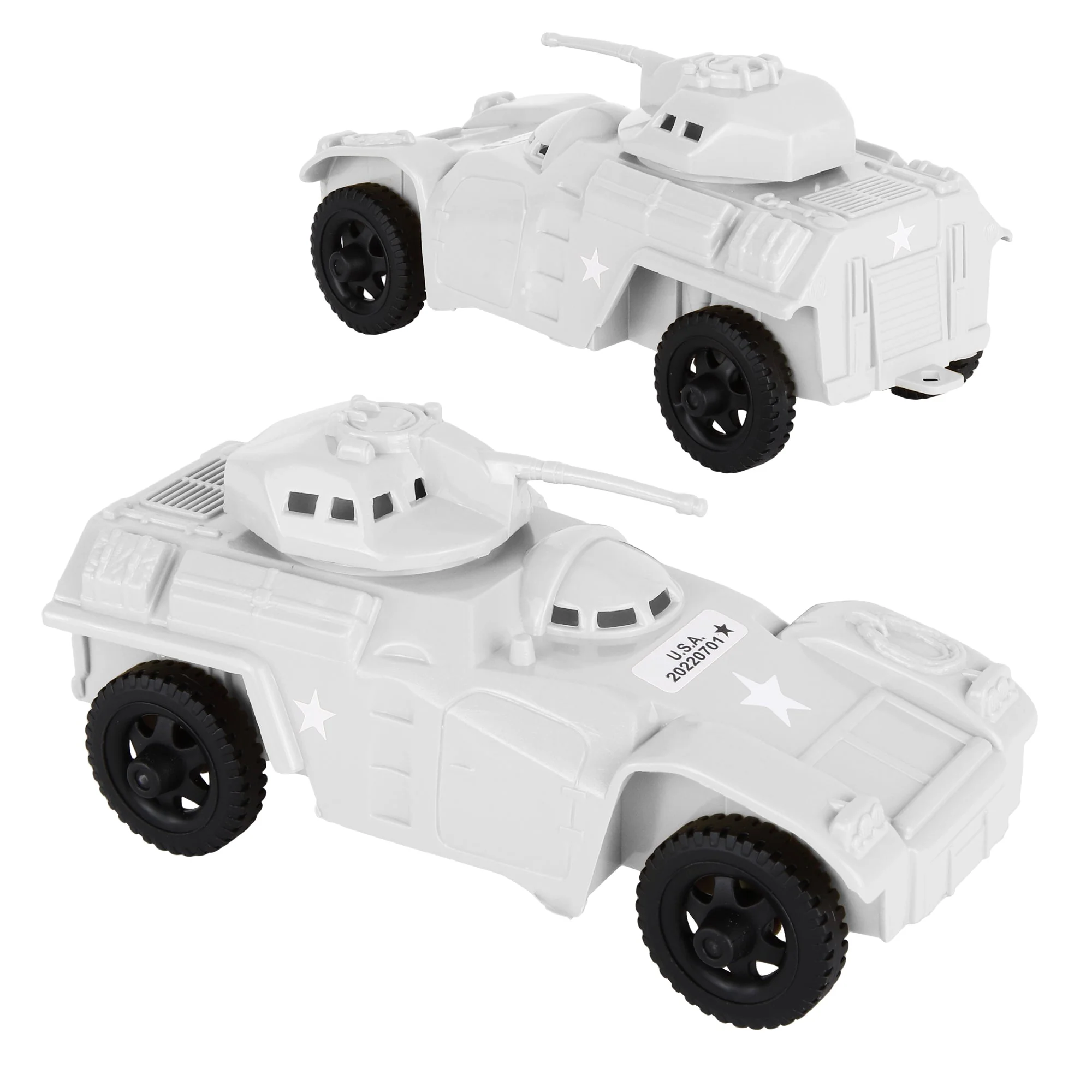 TimMee Recon Patrol Armored Cars - White Plastic Army Men Scout Vehicles