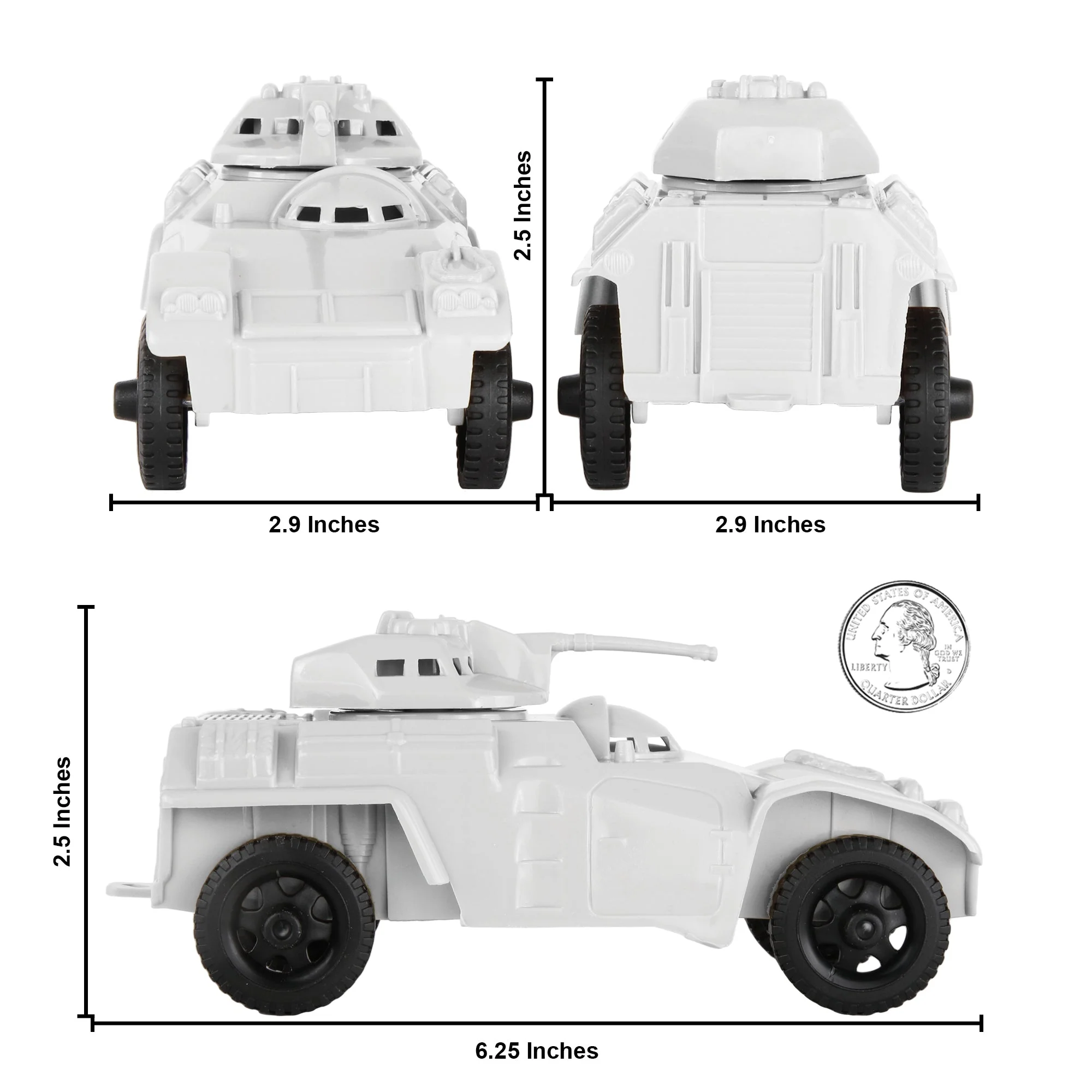TimMee Recon Patrol Armored Cars - White Plastic Army Men Scout Vehicles - Image 2