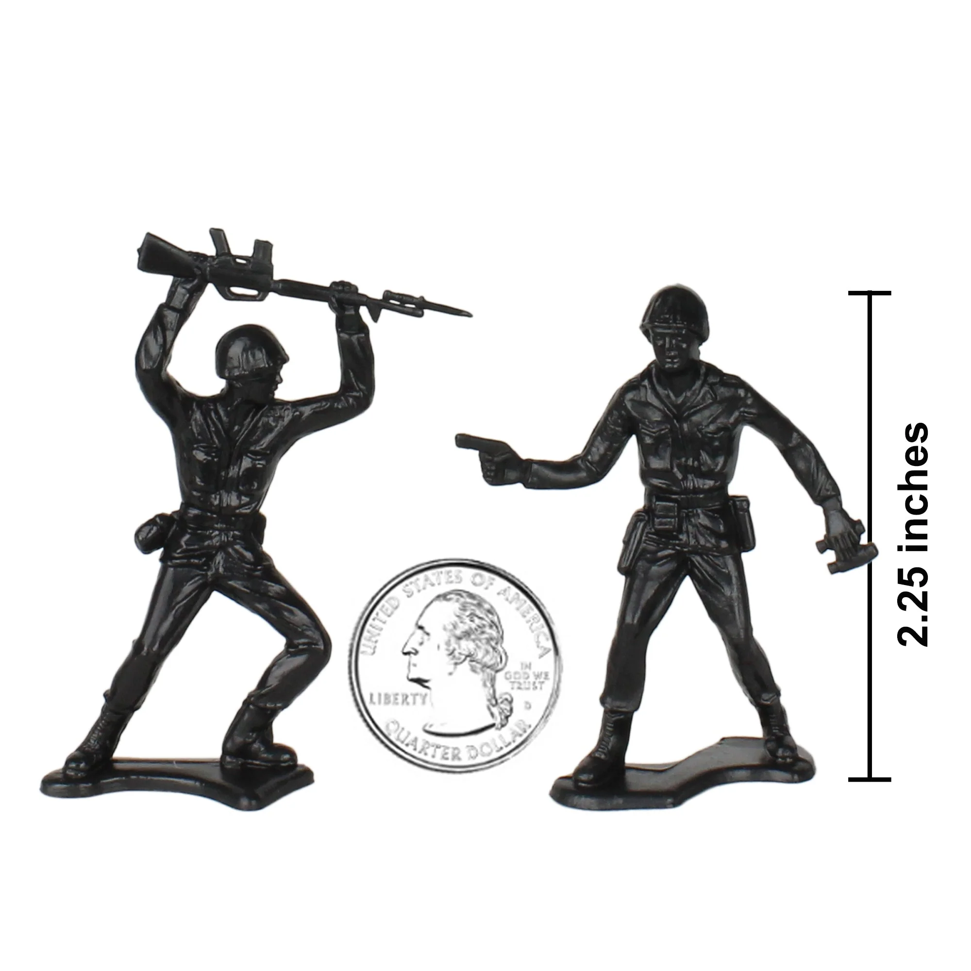 TimMee Plastic Army Men - Black 48pc Toy Soldier Figures - Made in USA - Image 2
