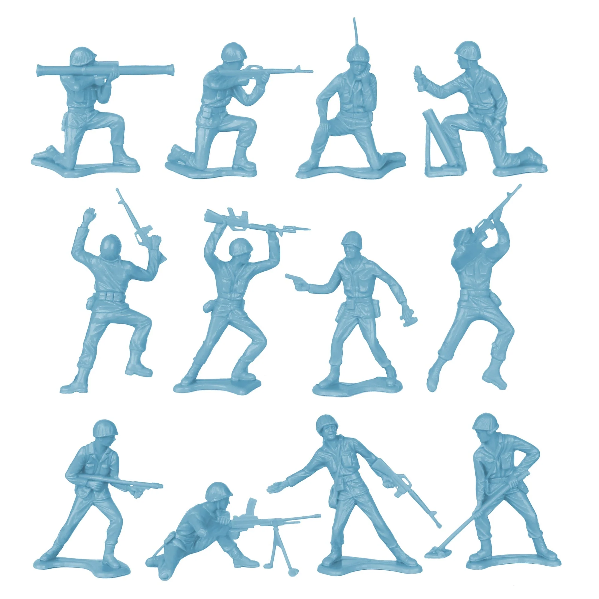 TimMee Plastic Army Men - Powder Blue 48pc Toy Soldier Figures - Made in USA - Image 2