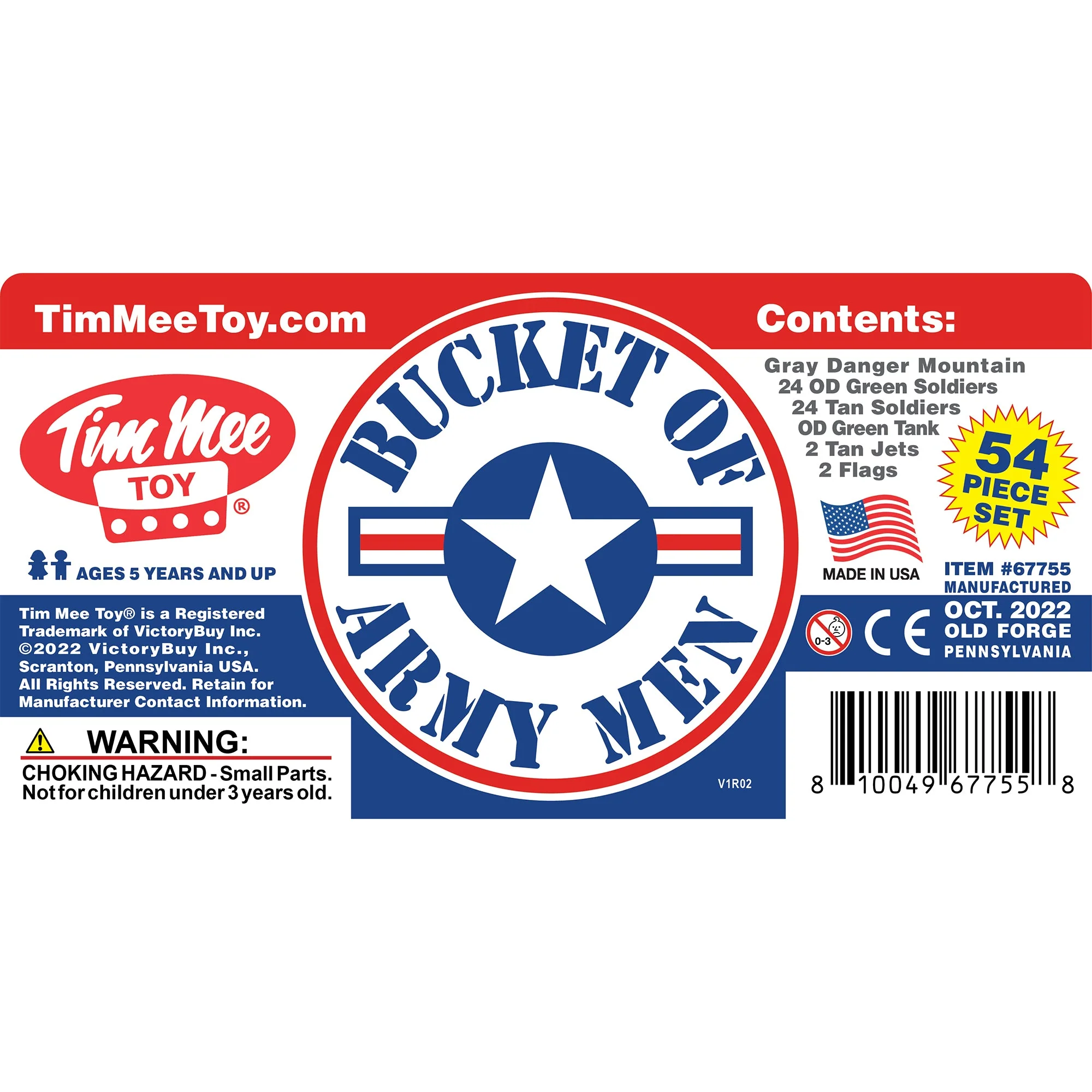 TimMee Bucket of Army Men - OD Green vs. Tan 54pc Soldier Playset - Made in USA - Image 11