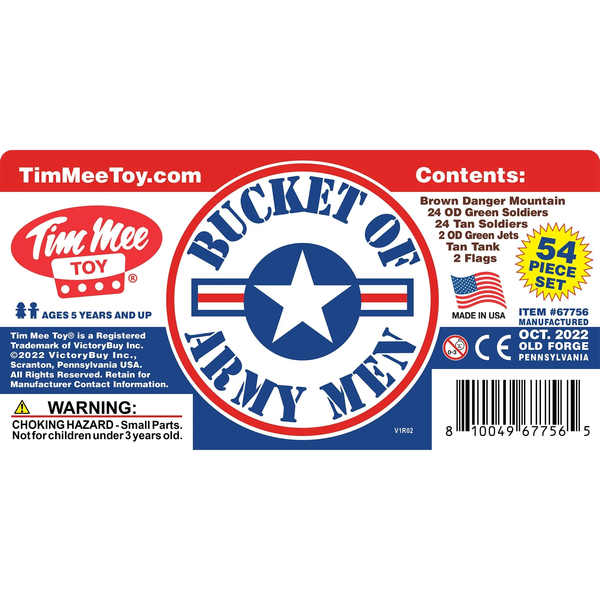 TimMee Bucket of Army Men - Tan vs. OD Green 54pc Soldier Playset - Made in USA - Image 11