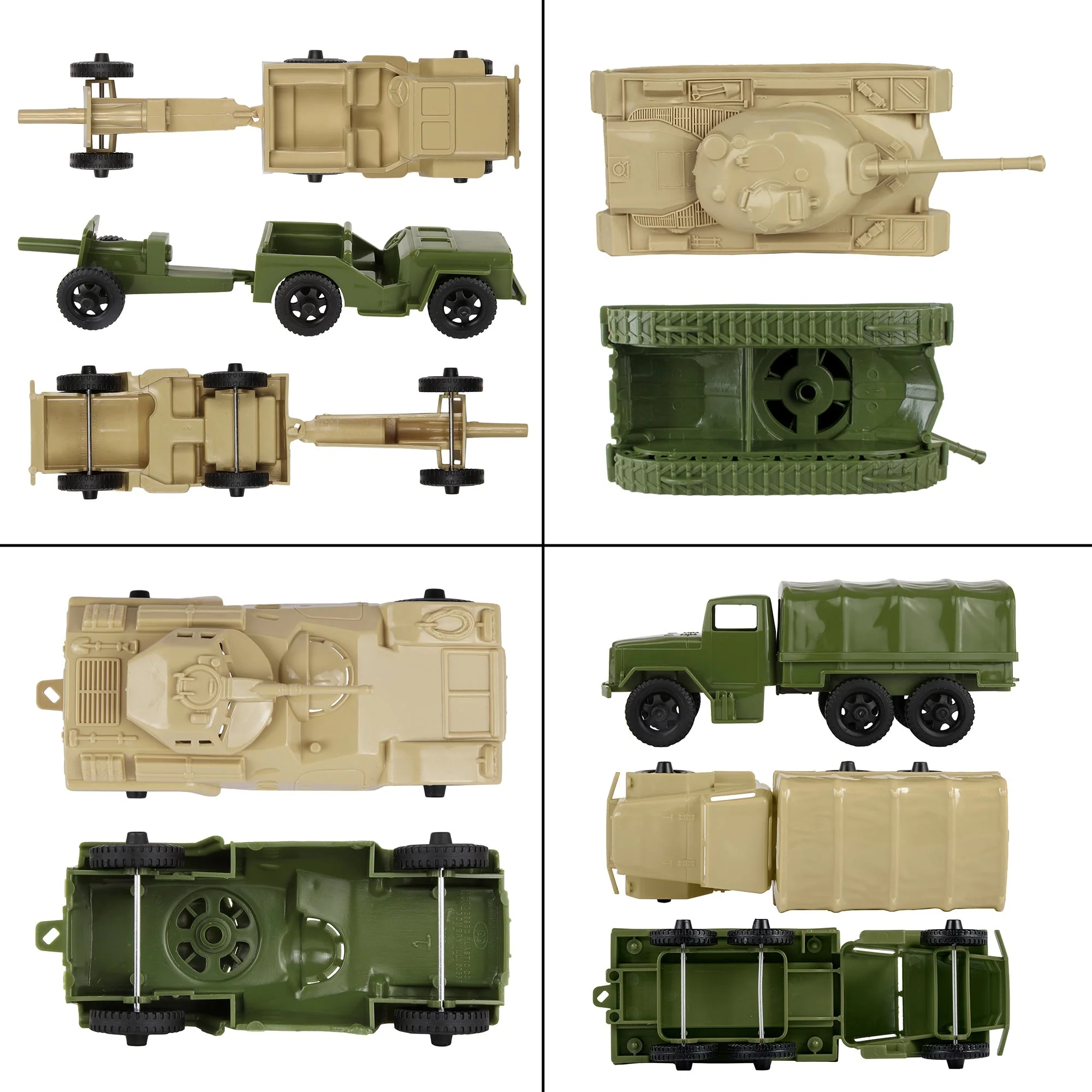 Tim Mee Combat Convoy 64pc Playset - 64pc OD Green vs. Tan Soldiers & Vehicles - Image 4