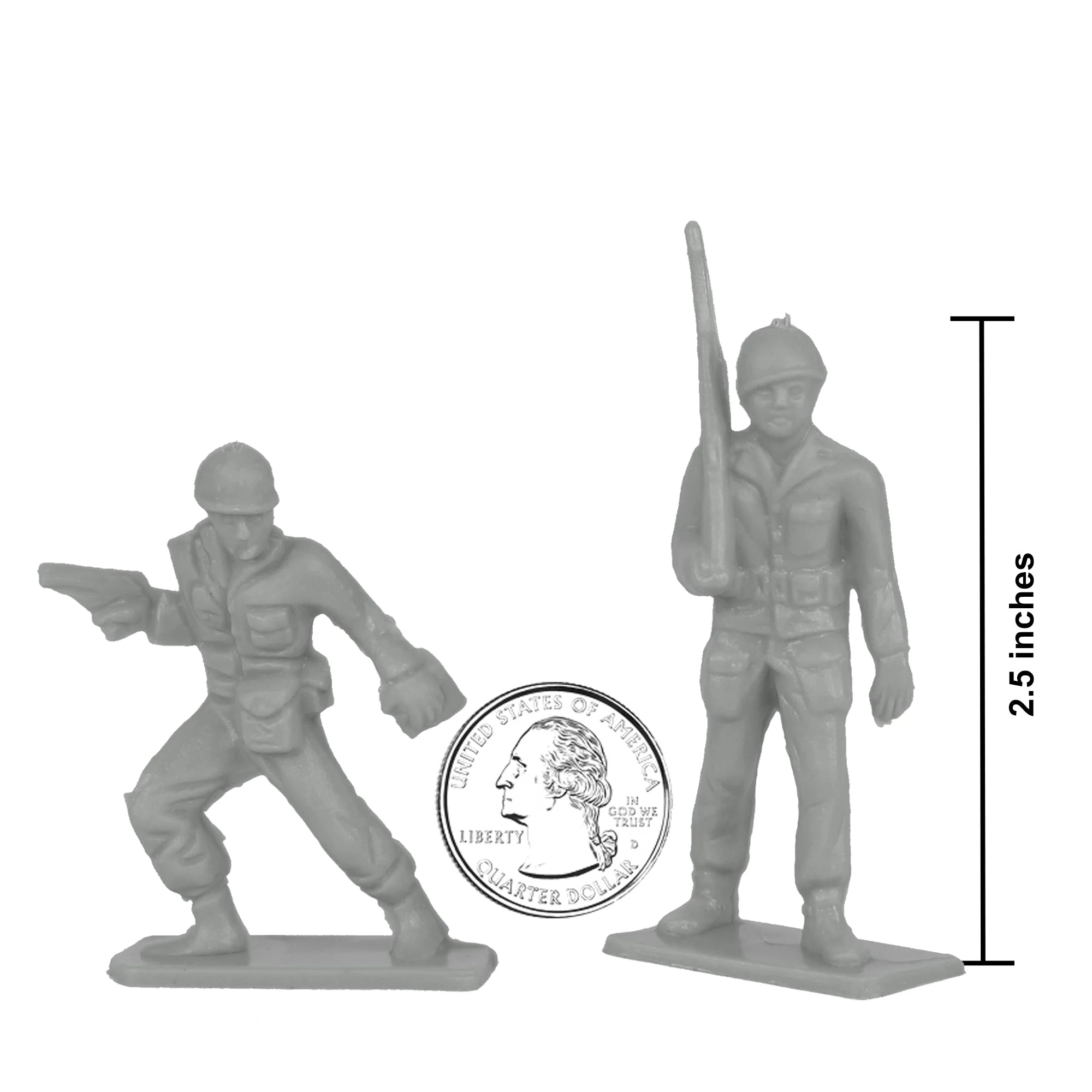 Tim Mee Toy Plastic Army Men - 28pc Gray WW2 Soldier Figures - Made in USA - Image 2