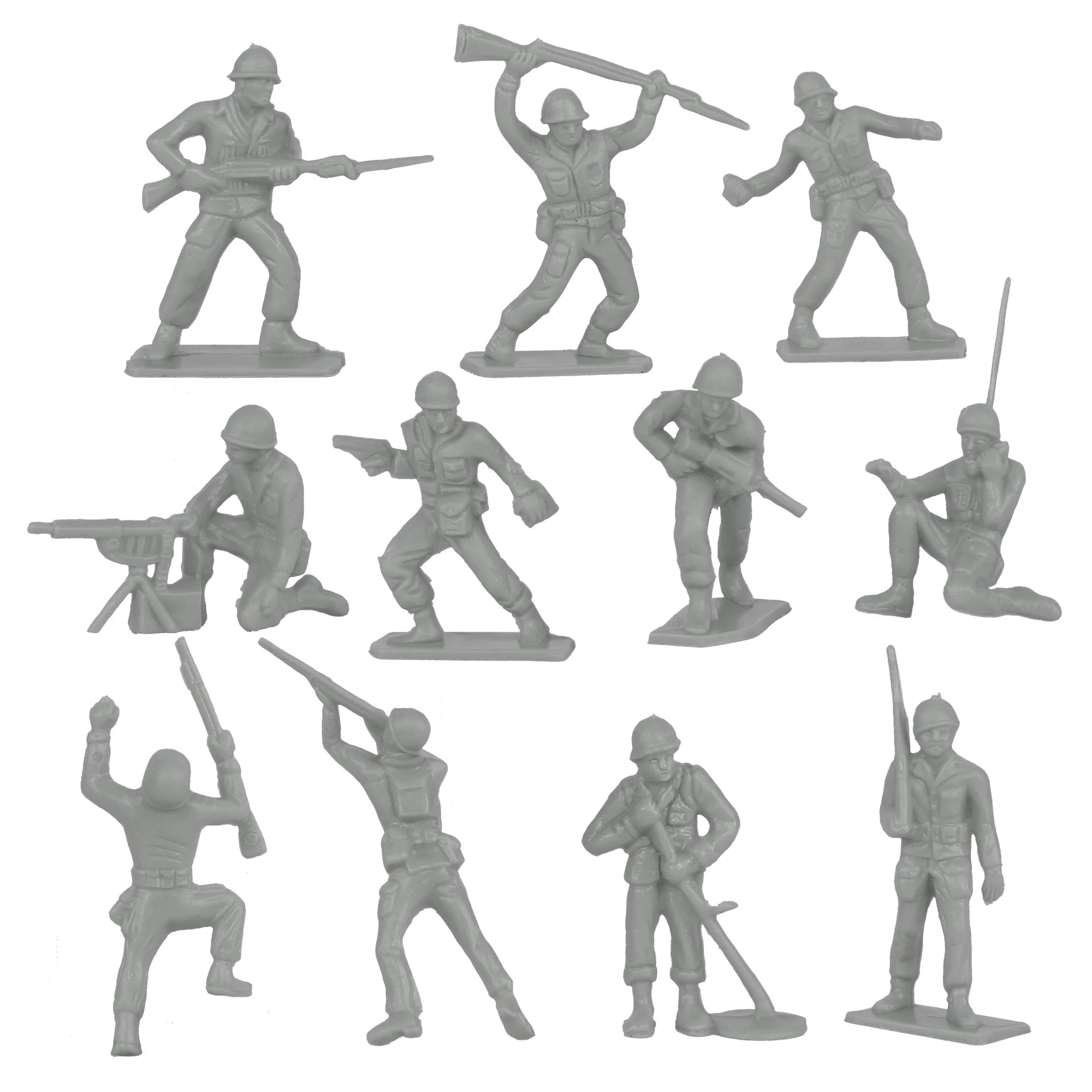 Tim Mee Toy Plastic Army Men - 28pc Gray WW2 Soldier Figures - Made in USA - Image 3