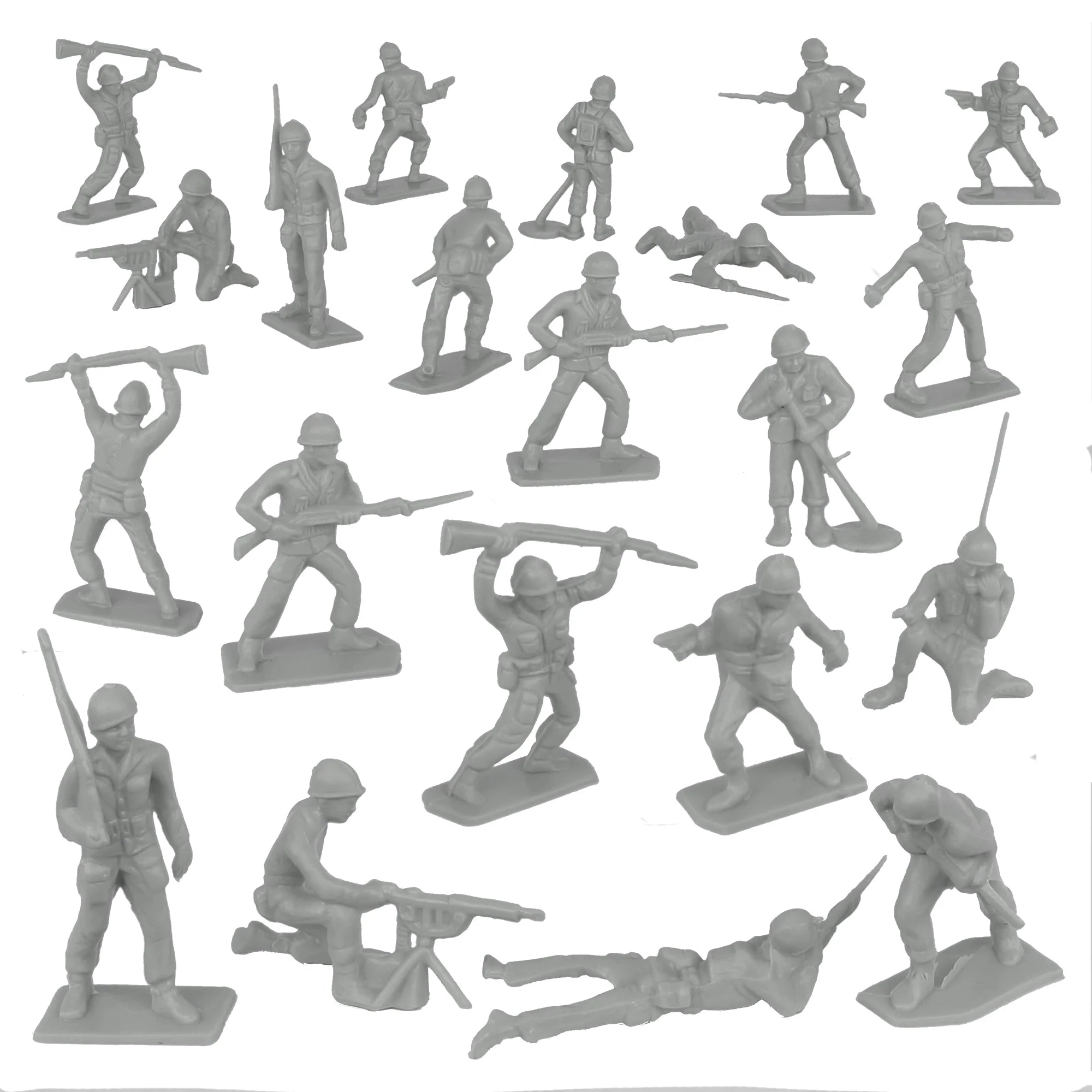 Tim Mee Toy Plastic Army Men - 28pc Gray WW2 Soldier Figures - Made in USA - Image 4