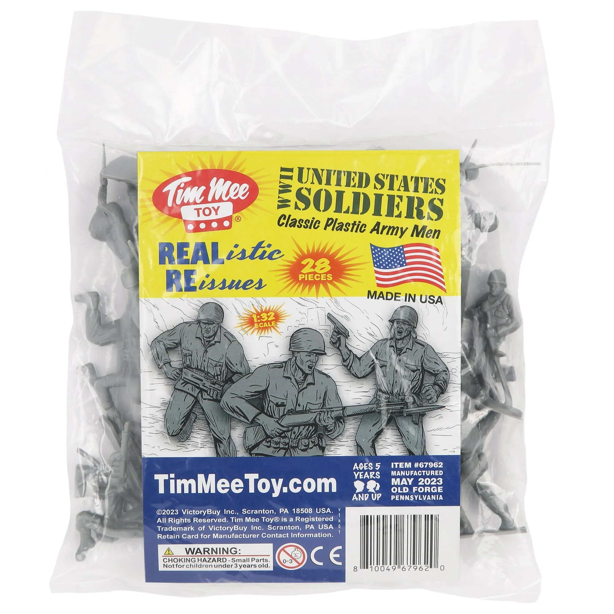 Tim Mee Toy Plastic Army Men - 28pc Gray WW2 Soldier Figures - Made in USA - Image 6