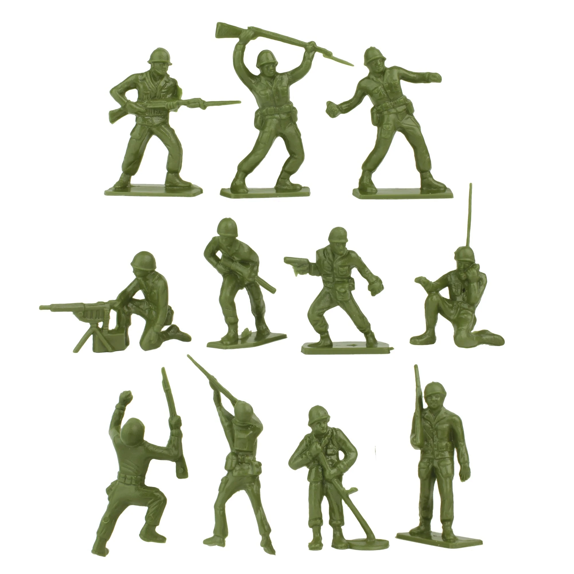 Tim Mee Toy Plastic Army Men - 28pc OD Green WW2 Soldier Figures - Made in USA - Image 3