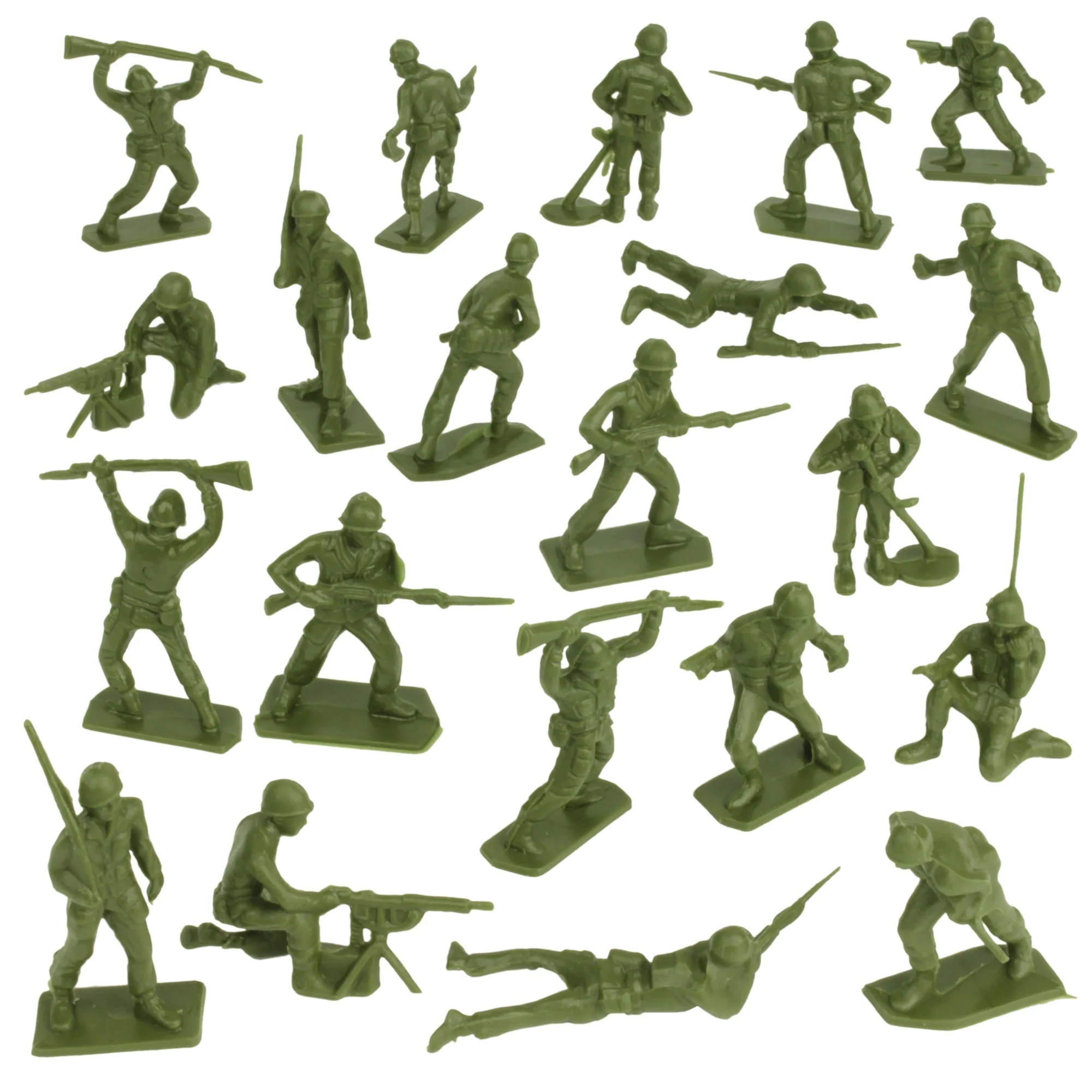 Tim Mee Toy Plastic Army Men - 28pc OD Green WW2 Soldier Figures - Made in USA - Image 4