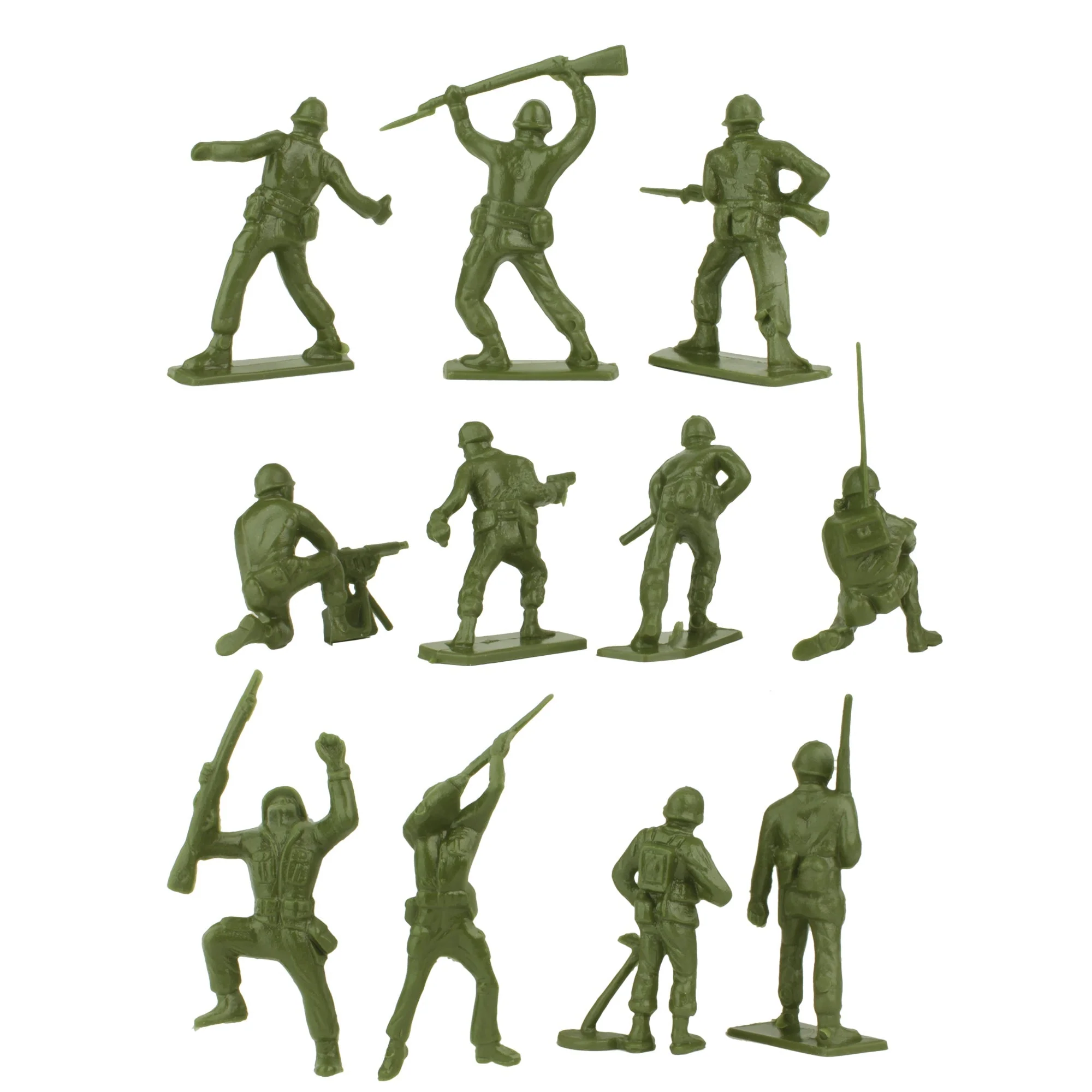 Tim Mee Toy Plastic Army Men - 28pc OD Green WW2 Soldier Figures - Made in USA - Image 6
