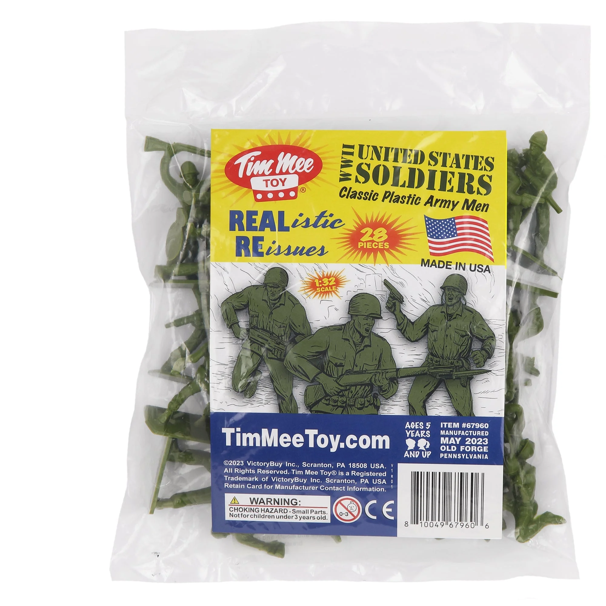Tim Mee Toy Plastic Army Men - 28pc OD Green WW2 Soldier Figures - Made in USA - Image 7