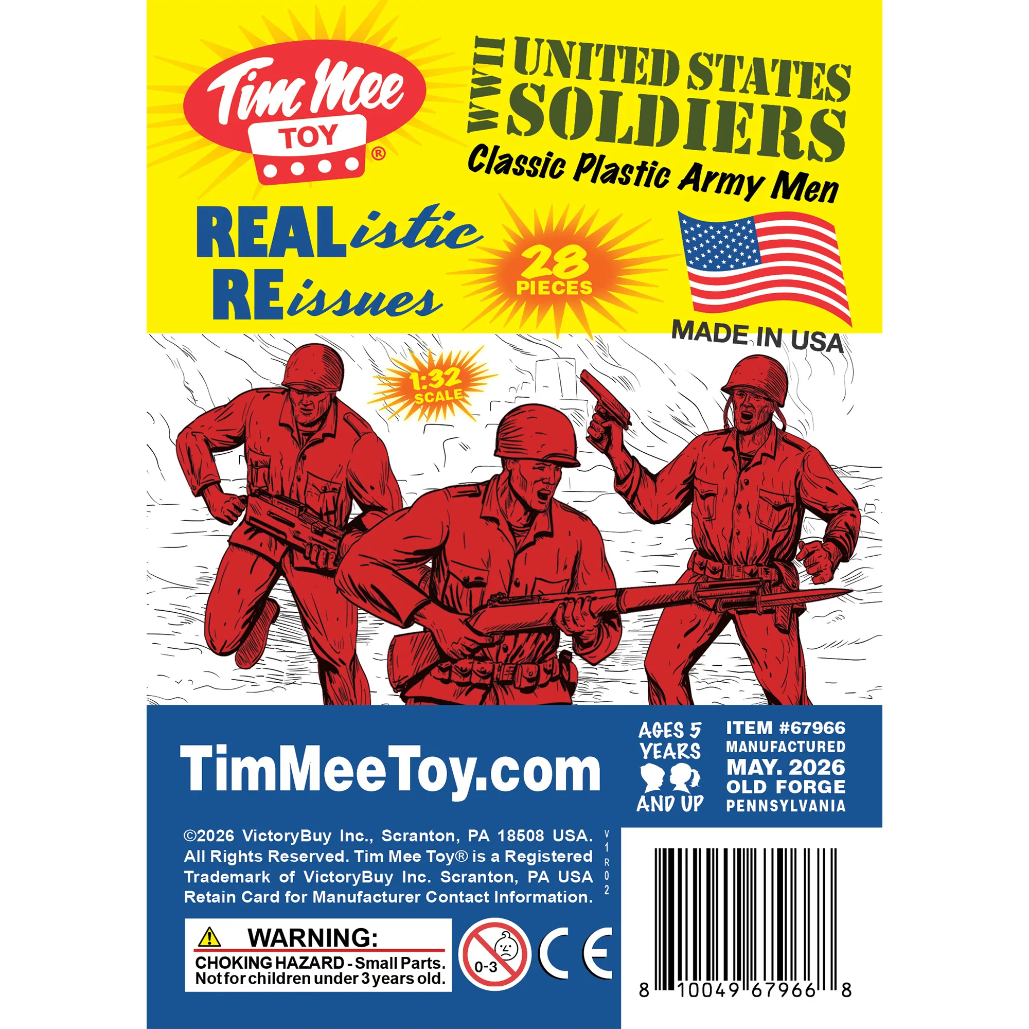 Tim Mee Toy Plastic Army Men - 28pc Red WW2 Soldier Figures - Made in USA