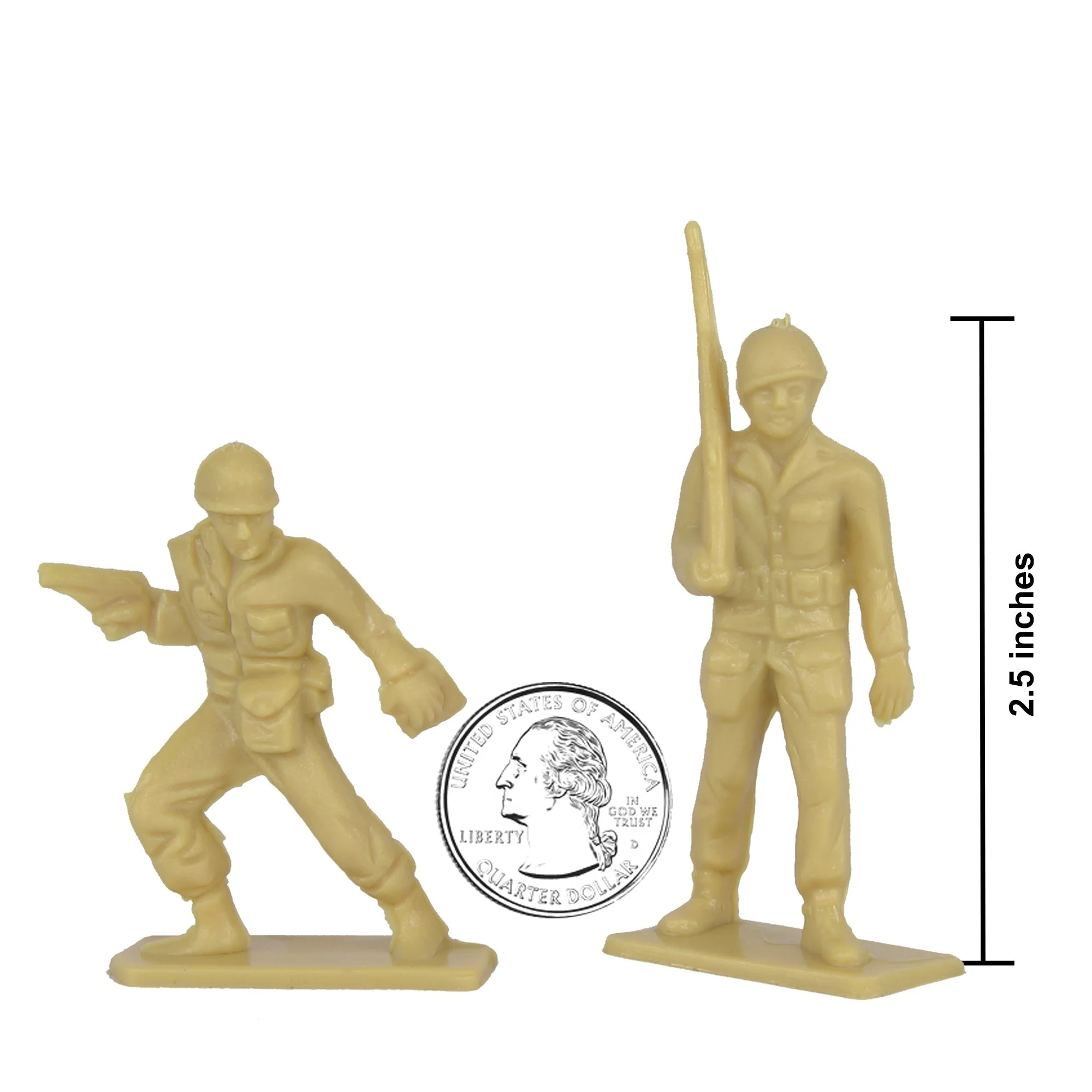 Tim Mee Toy Plastic Army Men - 28pc Tan WW2 Soldier Figures - Made in USA - Image 2