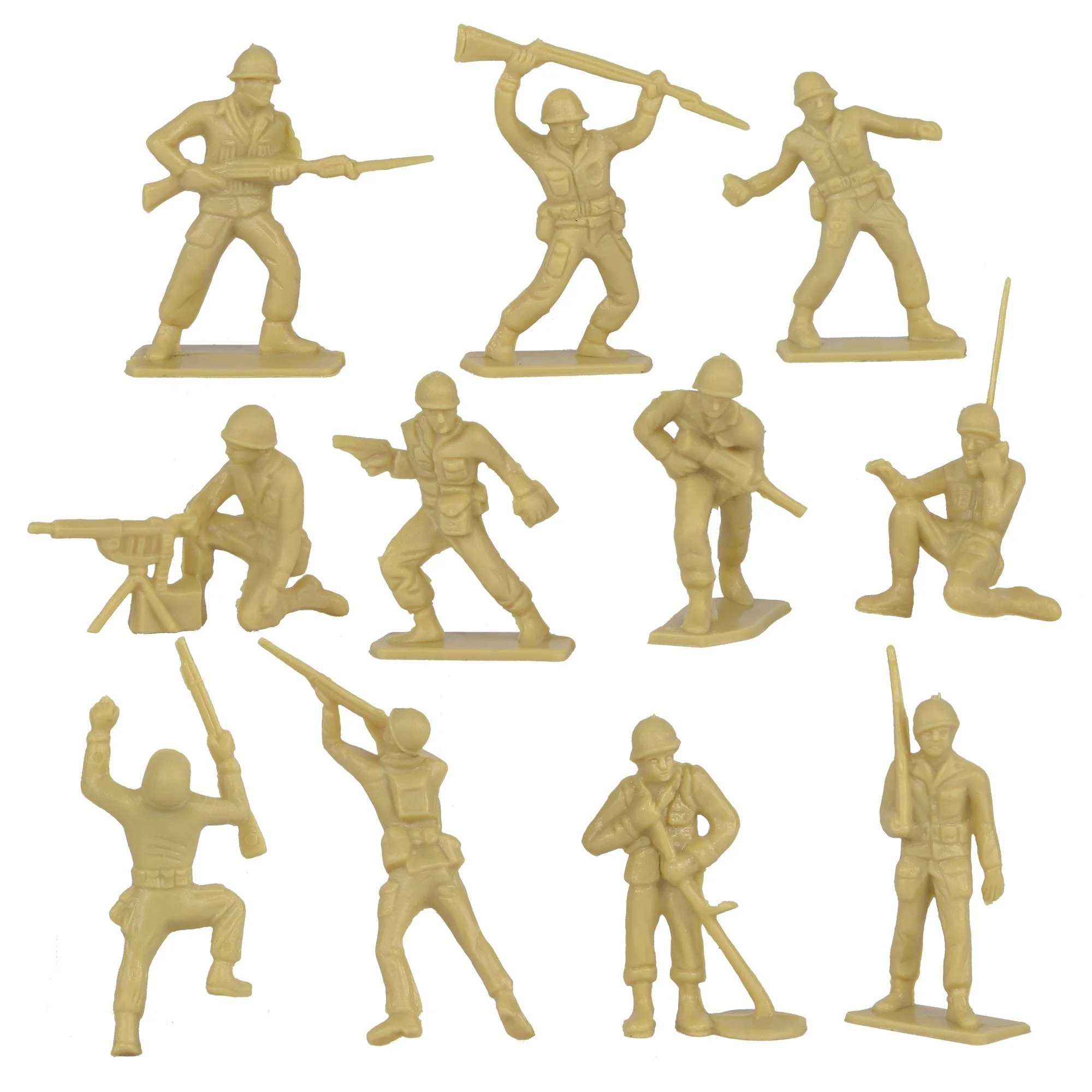 Tim Mee Toy Plastic Army Men - 28pc Tan WW2 Soldier Figures - Made in USA - Image 3
